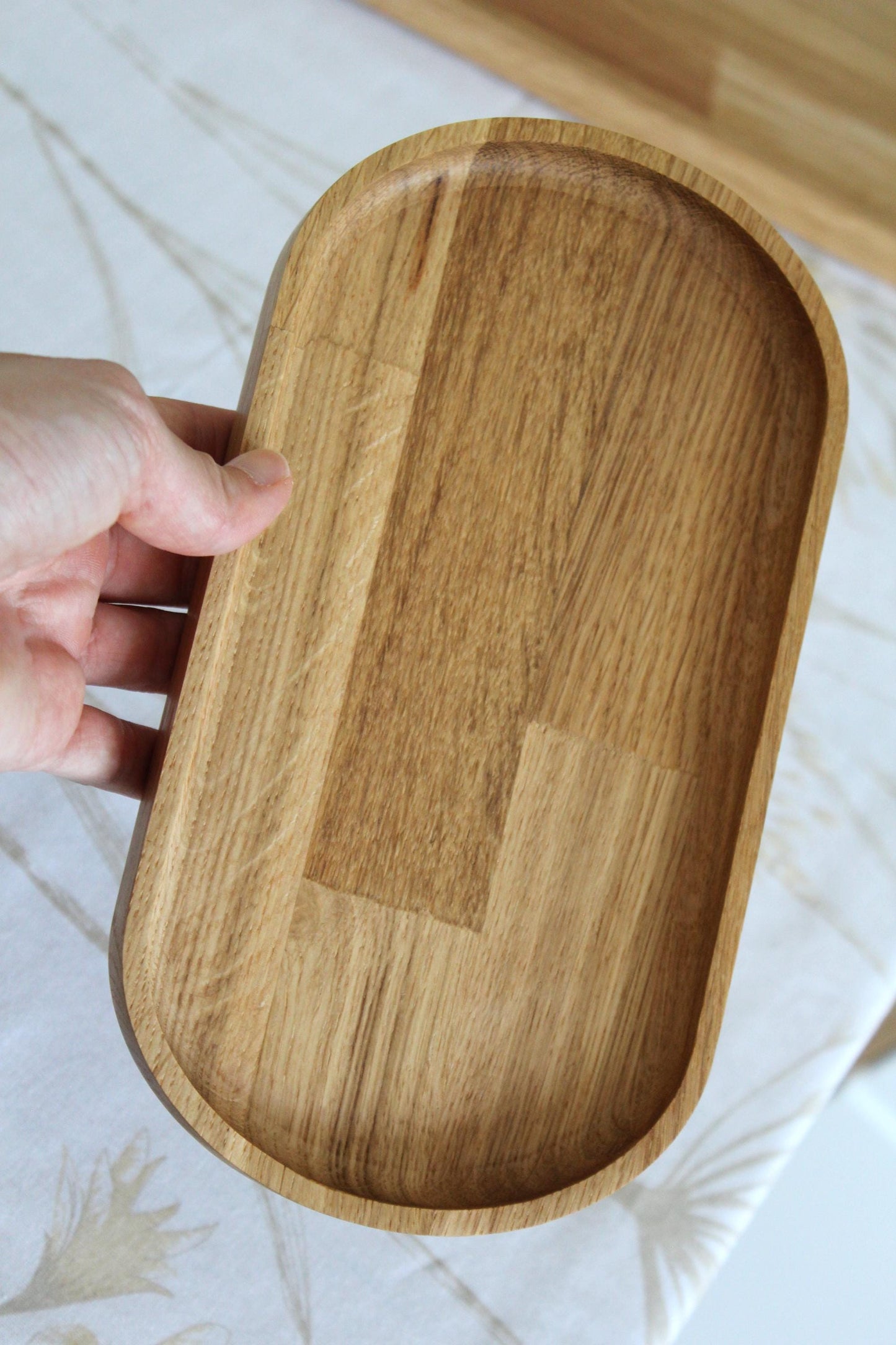 Oak Wooden Serving Tray: Natural Oval Platter