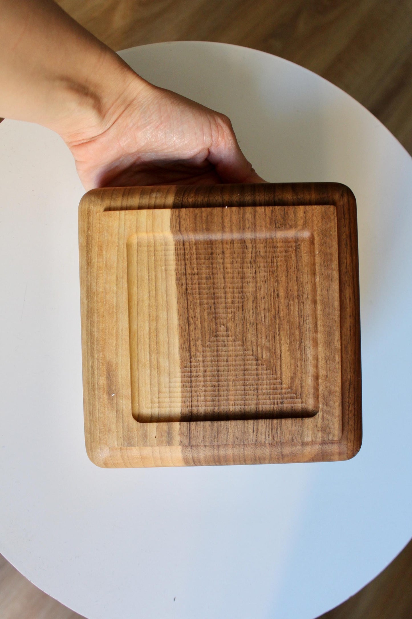 Handcrafted Walnut Wood Tray - Square Wooden Serving Tray - Minimalist Home Decor