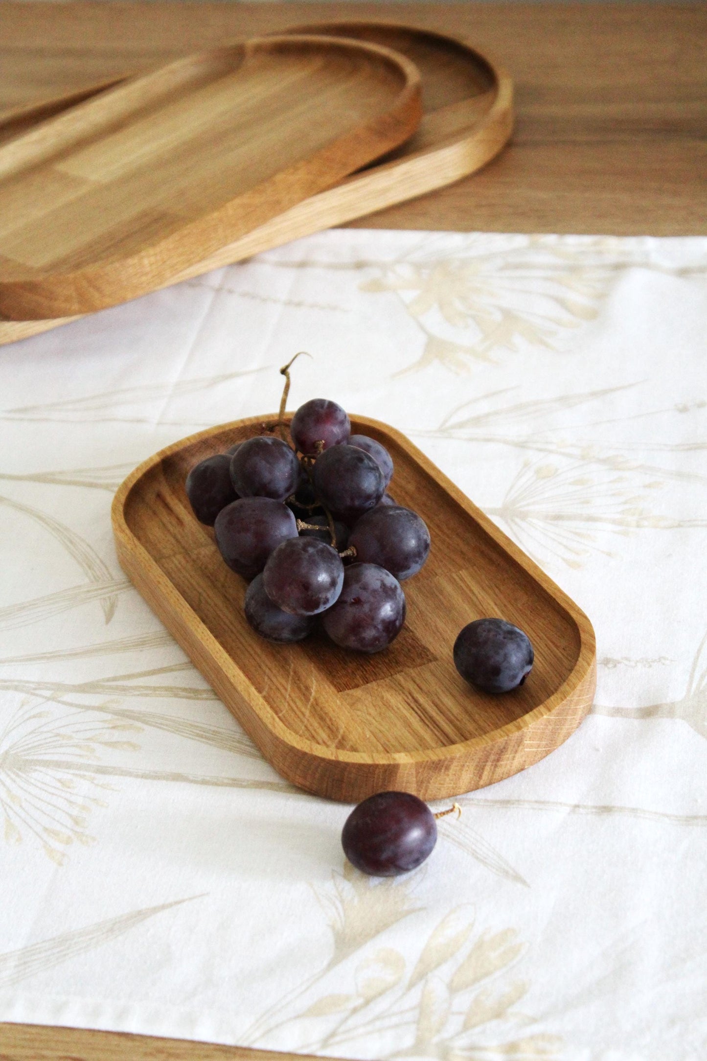 Oak Wooden Serving Tray: Natural Oval Platter