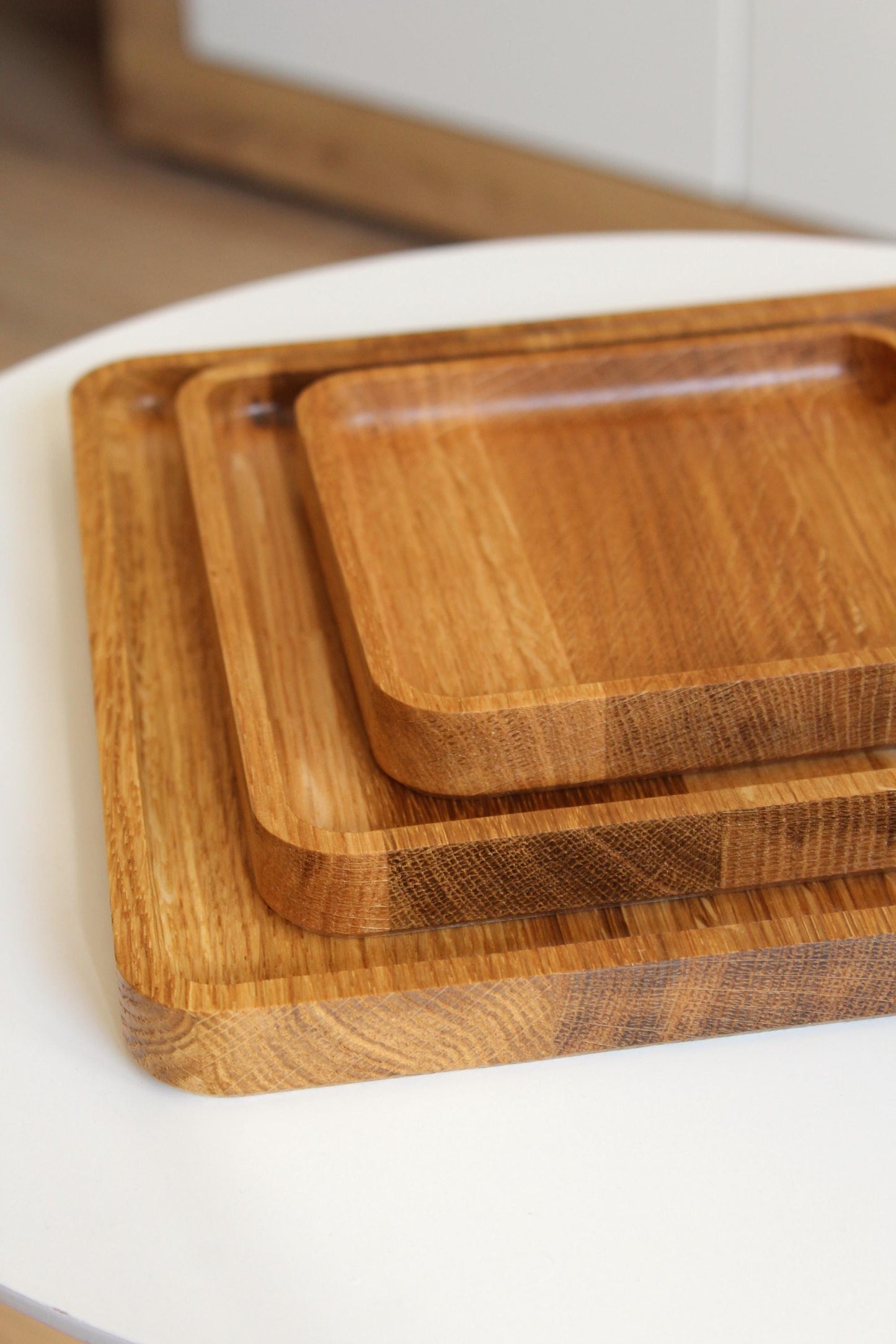 Oak Square Tray - Minimalist Wooden Trays in 3 Sizes