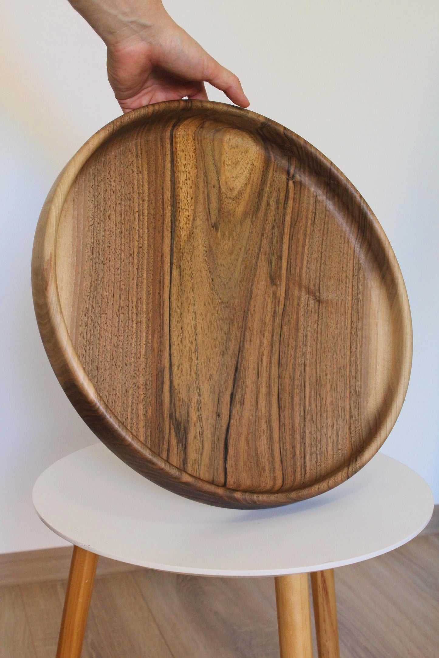 Handmade Walnut Wooden Bowl: Solid Wood Centerpiece (40 cm)