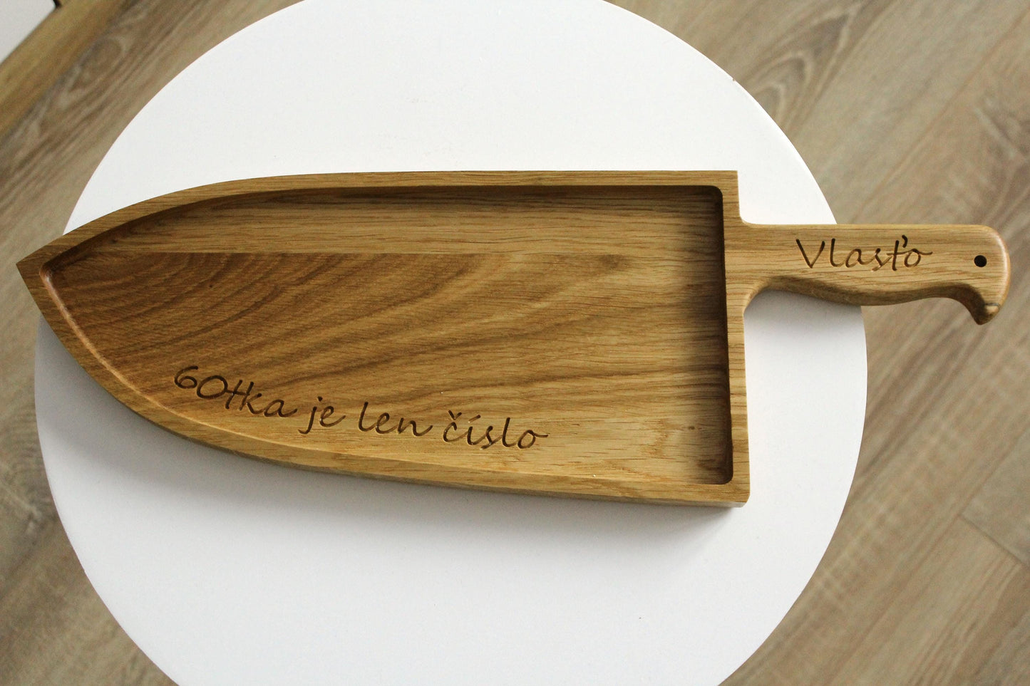 Personalized Knife-Shaped Wooden Serving Tray – Unique Birthday Gift (with text of your choice)