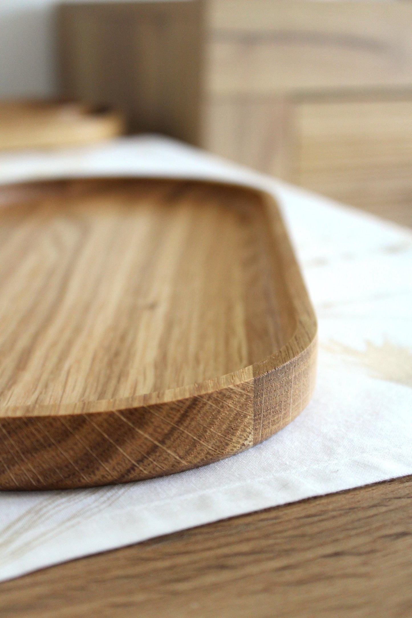 Handmade Oak Wood Trays – Minimalist Decorative Serving Platters (Available in 3 sizes)
