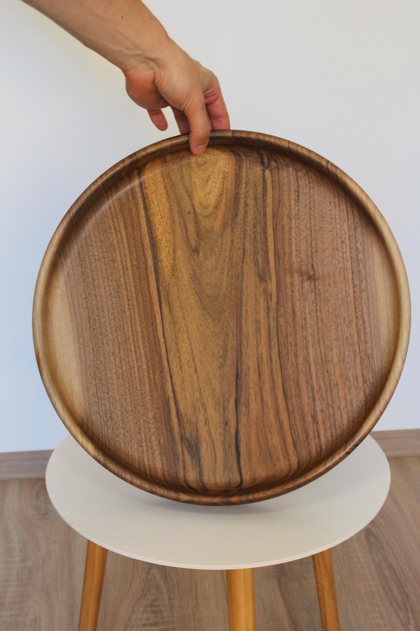 Handmade Walnut Wooden Bowl: Solid Wood Centerpiece (40 cm)