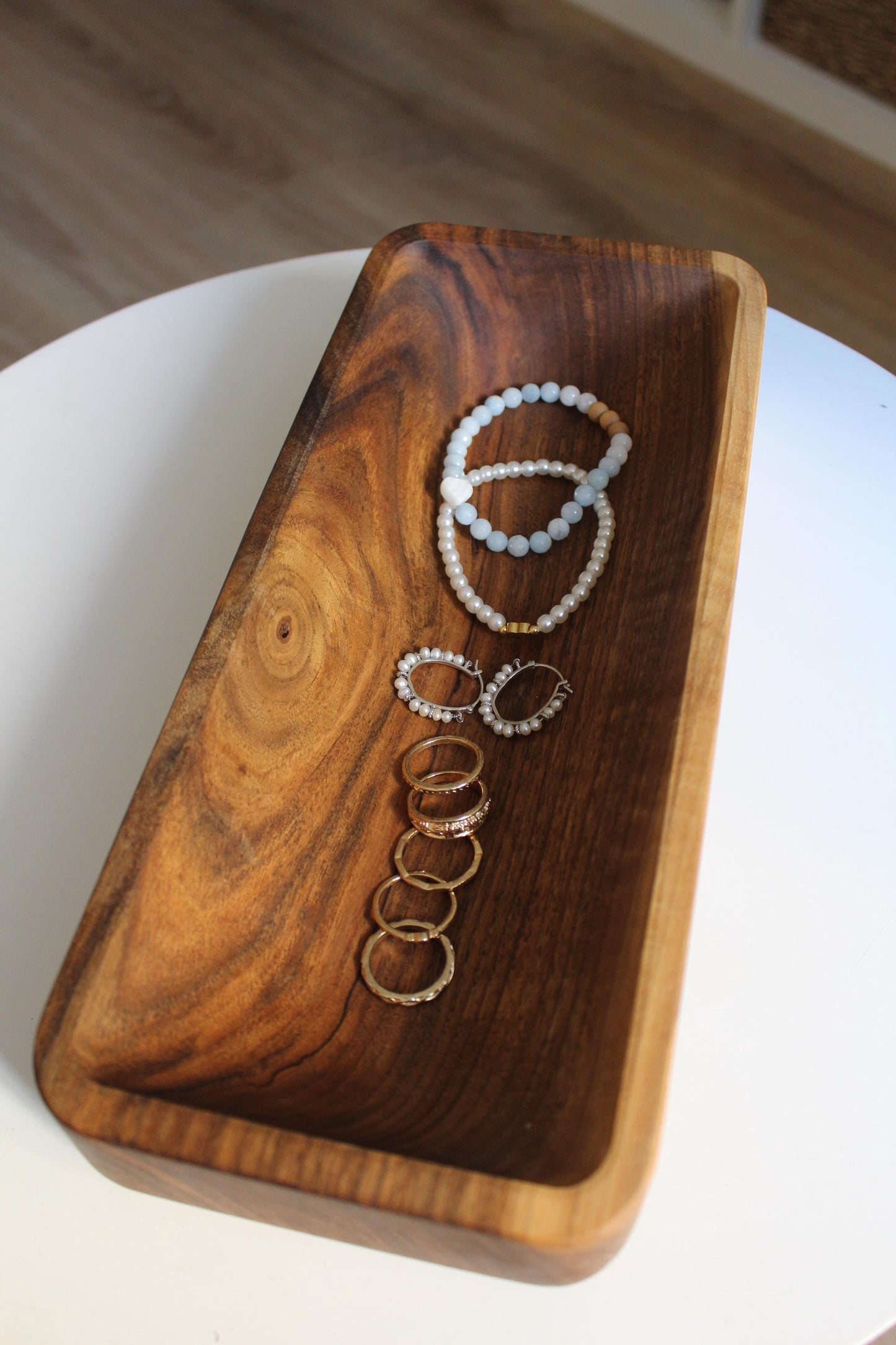 Handmade Walnut Wood Bowl: Rustic Serving Tray, Cutlery Holder