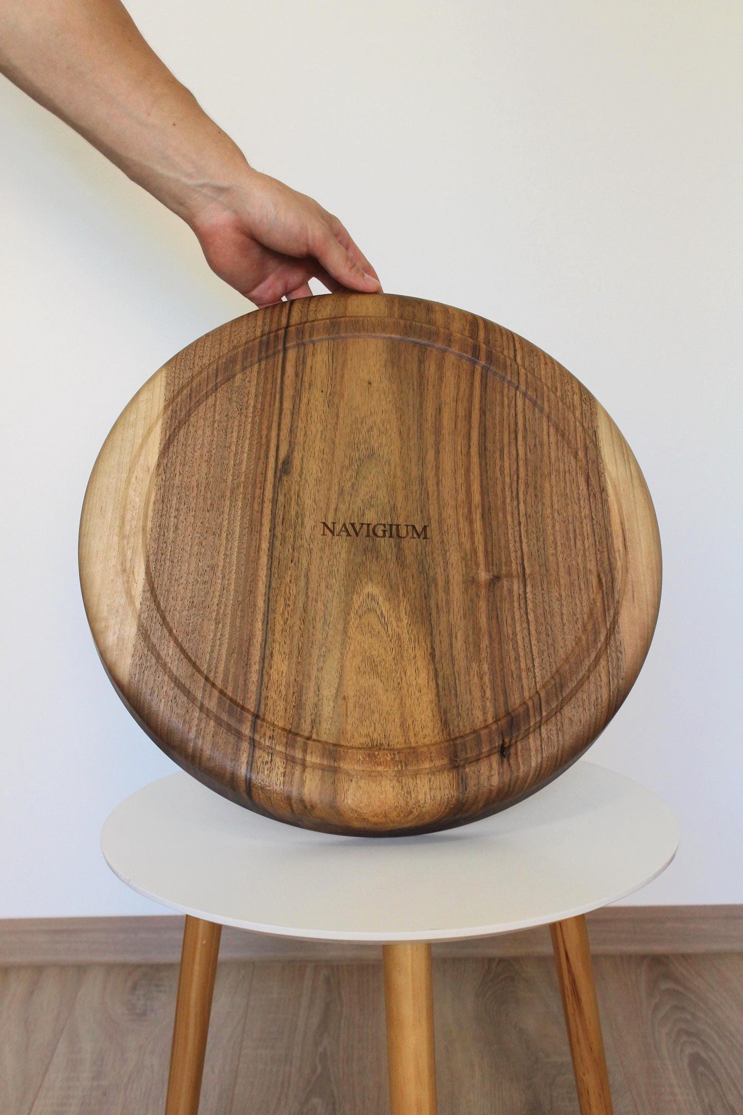 Handmade Walnut Wooden Bowl: Solid Wood Centerpiece (40 cm)