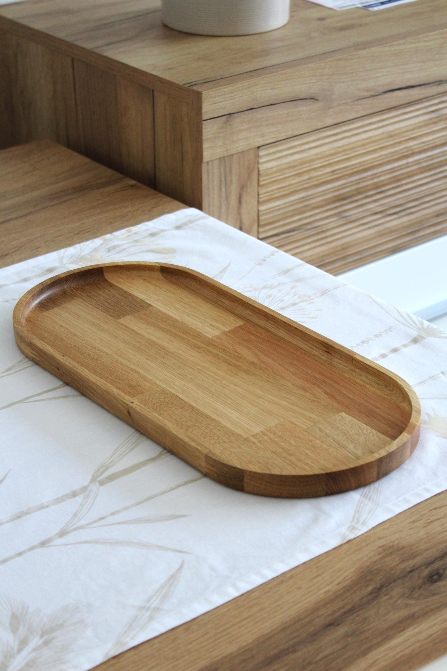 Oak Wooden Serving Tray: Natural Oval Platter