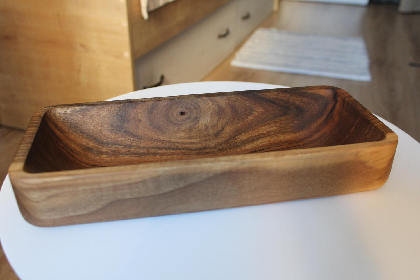 Handmade Walnut Wood Bowl: Rustic Serving Tray, Cutlery Holder