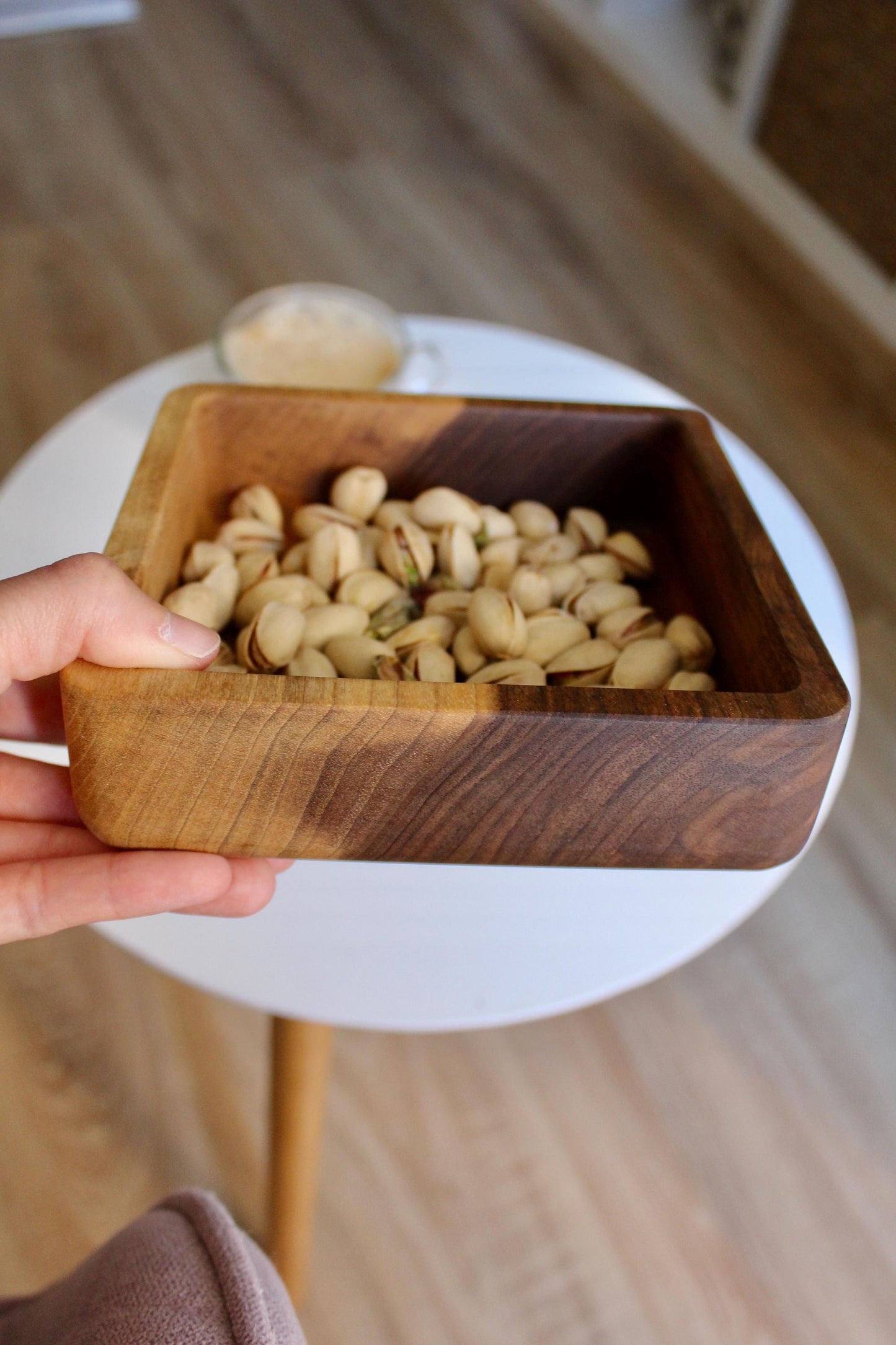 Handcrafted Walnut Wood Tray - Square Wooden Serving Tray - Minimalist Home Decor