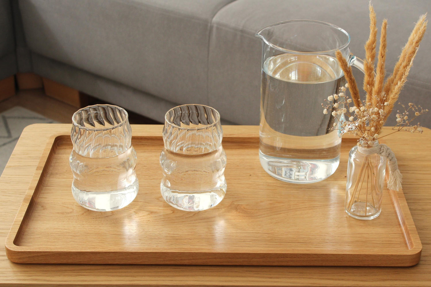 Natural Wooden Serving Tray – Rectangular Oak Tray for Drinks, Snacks & Home Decor