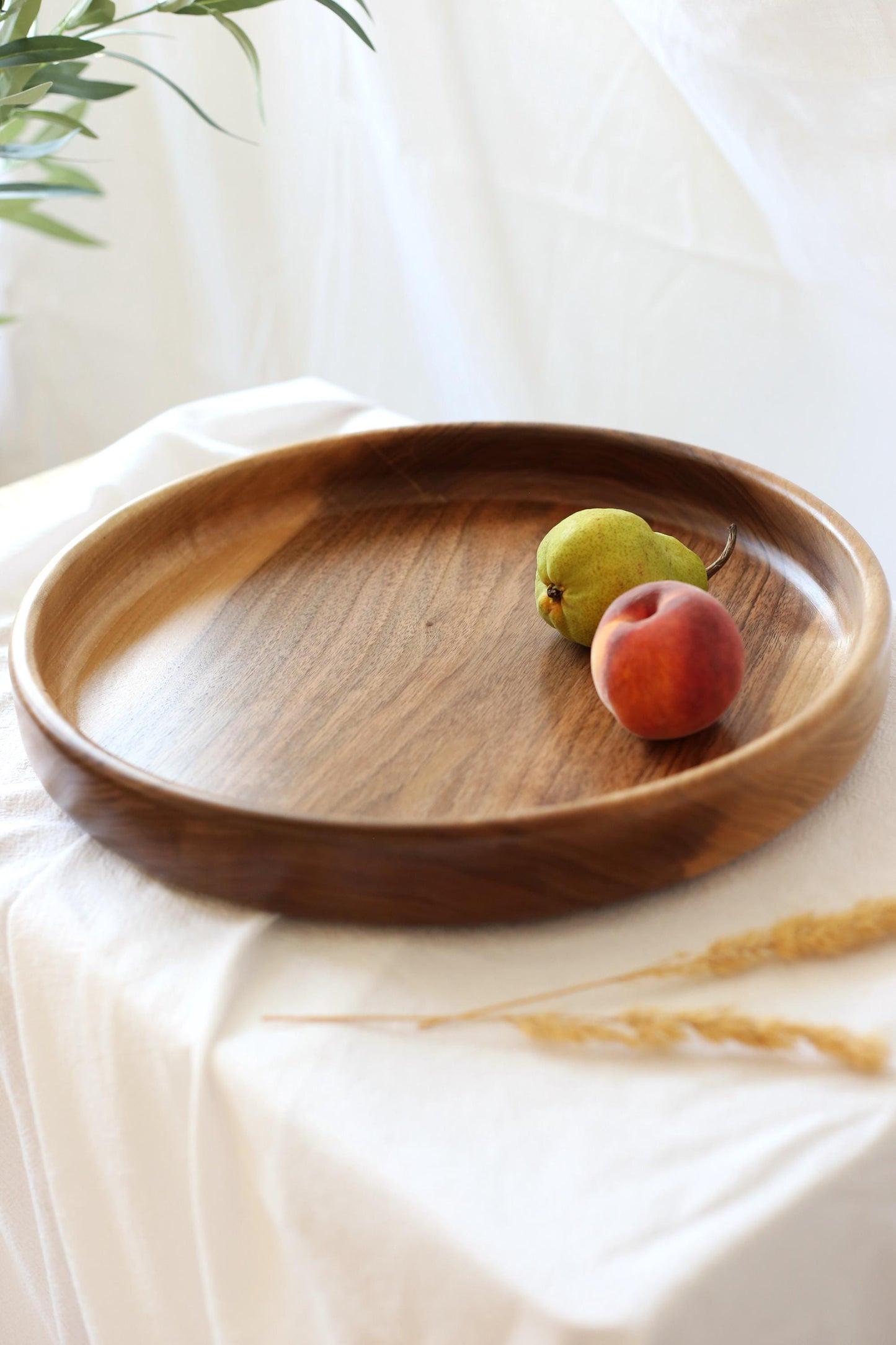 Large Walnut Wooden Bowl – Handmade Round Bowl (35.5 cm Diameter)