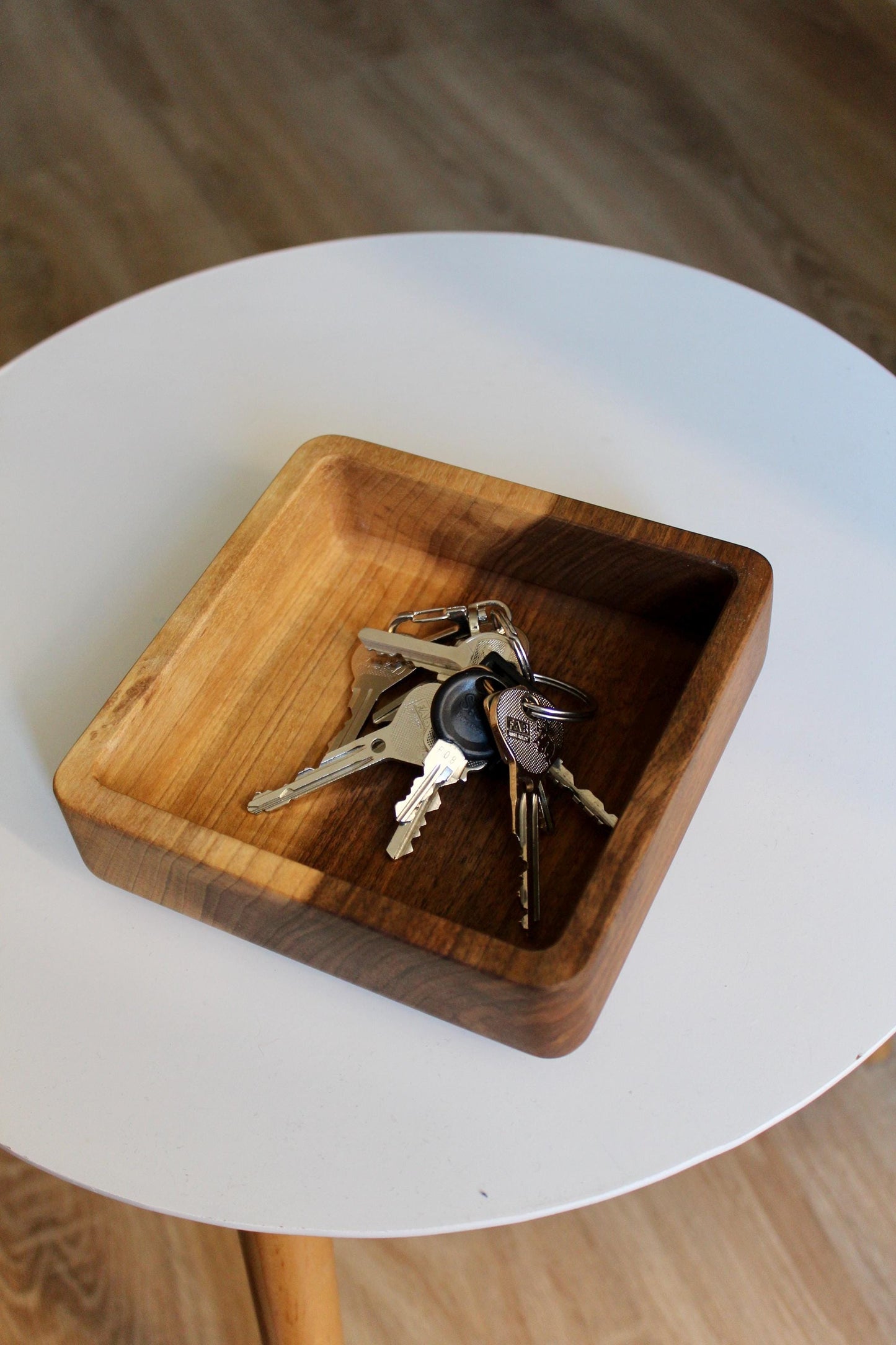 Handcrafted Walnut Wood Tray - Square Wooden Serving Tray - Minimalist Home Decor