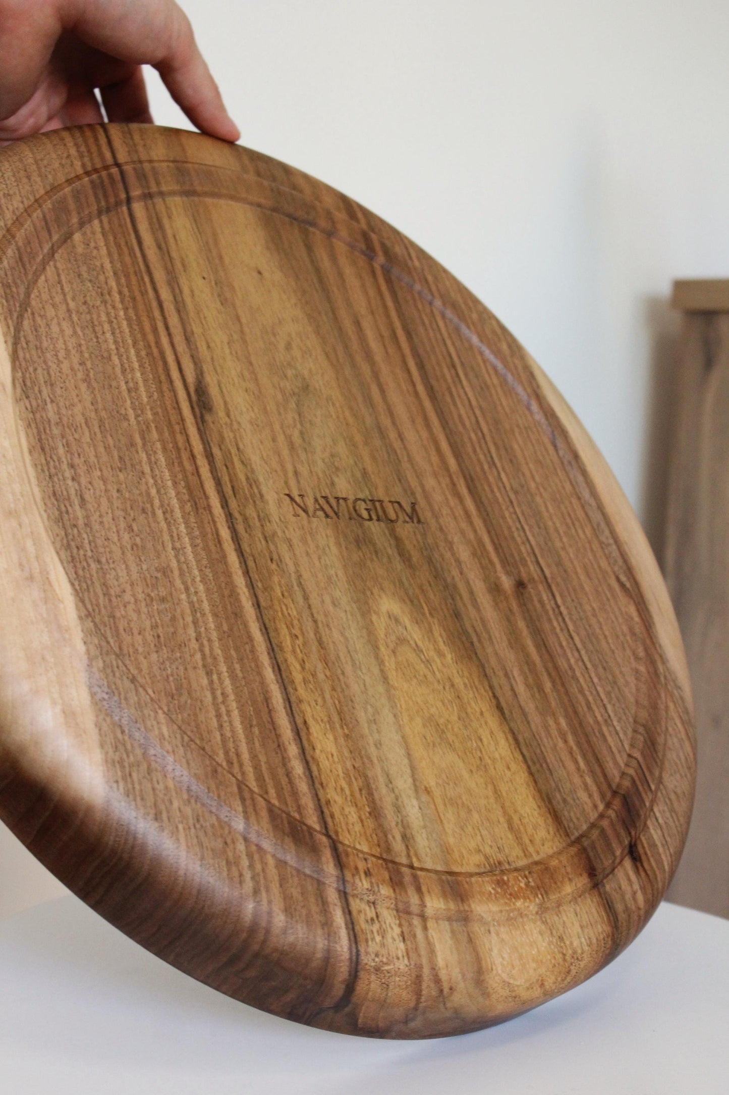 Handmade Walnut Wooden Bowl: Solid Wood Centerpiece (40 cm)