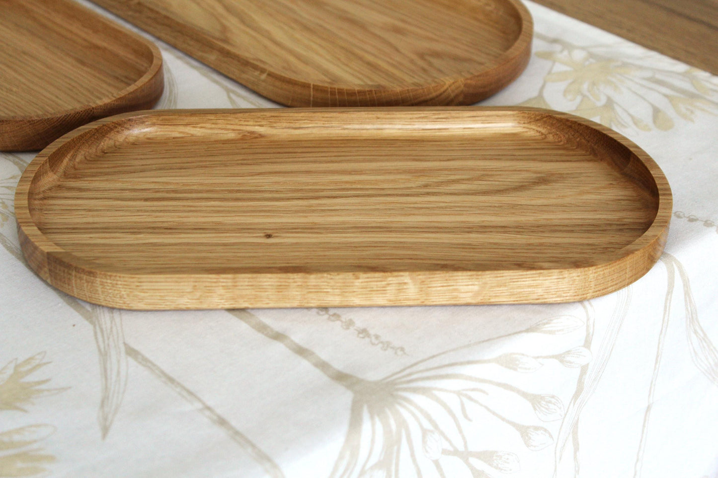 Handmade Oak Wood Trays – Minimalist Decorative Serving Platters (Available in 3 sizes)