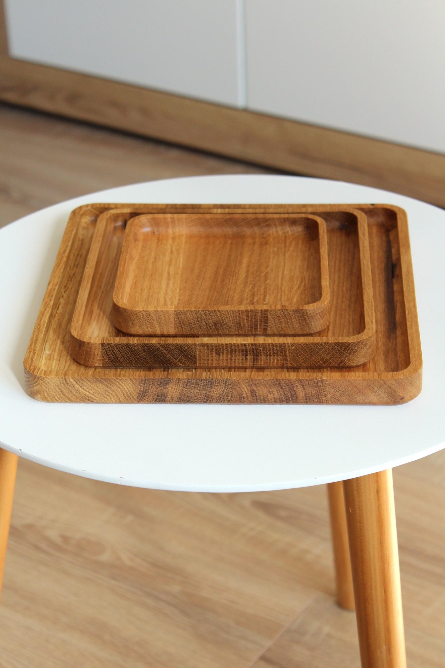 Oak Square Tray - Minimalist Wooden Trays in 3 Sizes