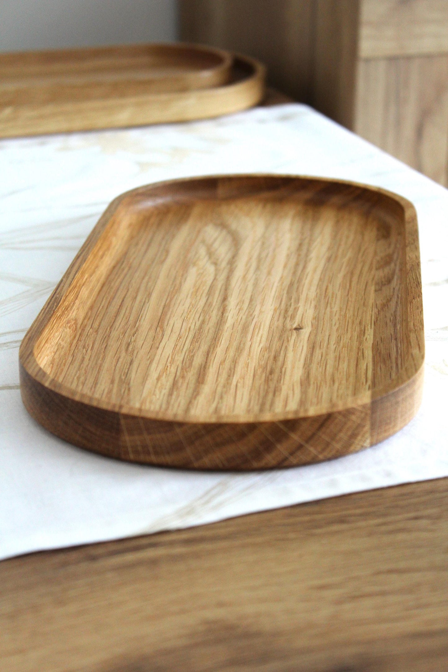 Handmade Oak Wood Trays – Minimalist Decorative Serving Platters (Available in 3 sizes)