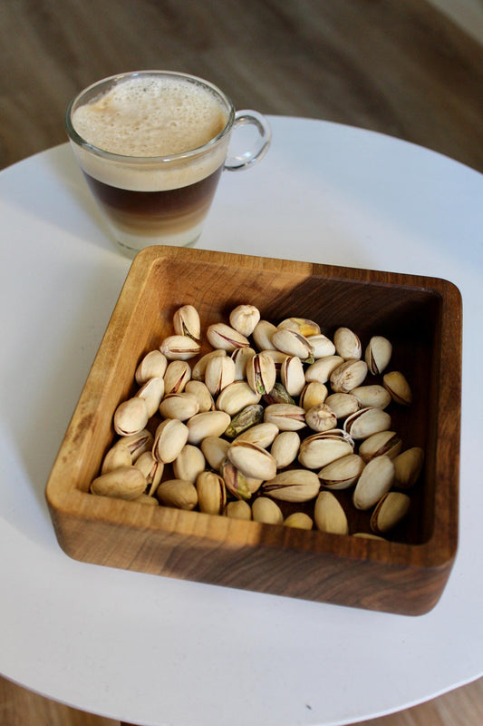Handcrafted Walnut Wood Tray - Square Wooden Serving Tray - Minimalist Home Decor
