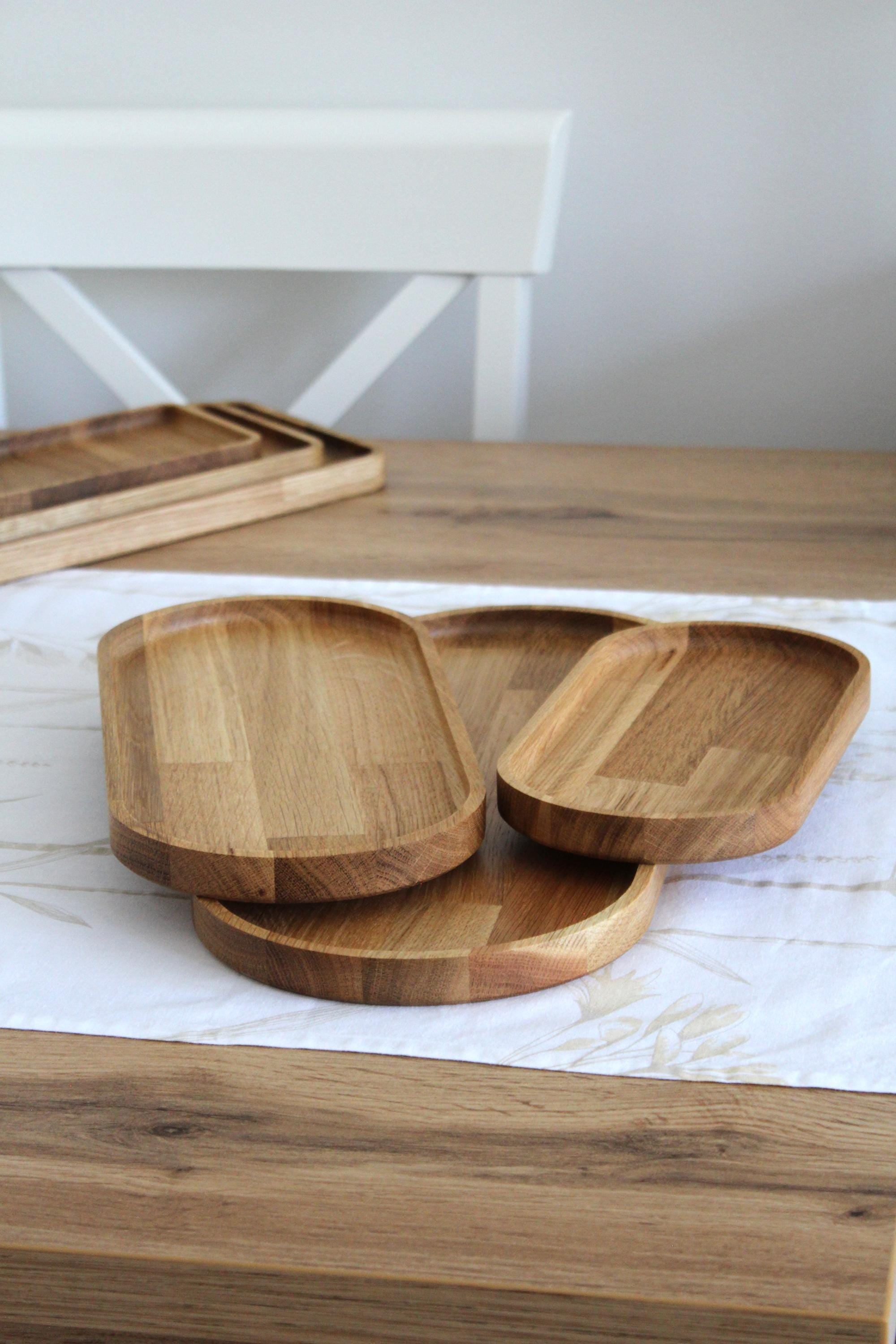 Oak Wooden Serving Tray: Natural Oval Platter
