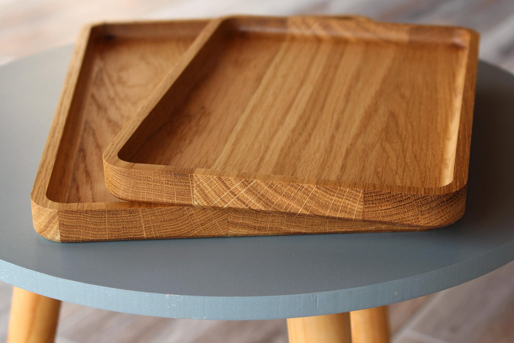 Rustic Oak Wooden Trays – Handmade Serving Platters, Natural Wood Kitchen & Home Decor