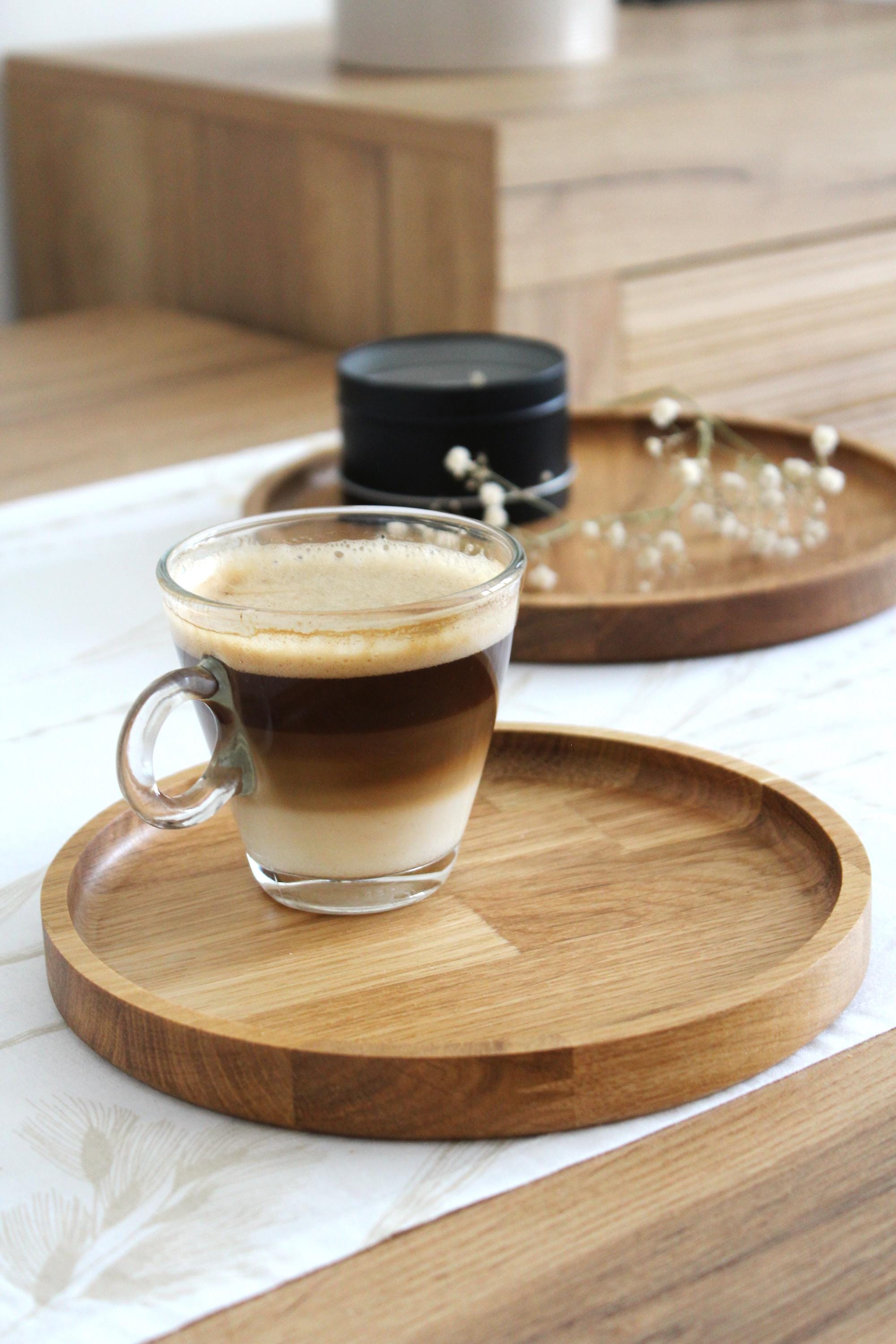 Round Wooden Tray | Solid Oak Serving Tray | Minimalist Rustic Home Decor
