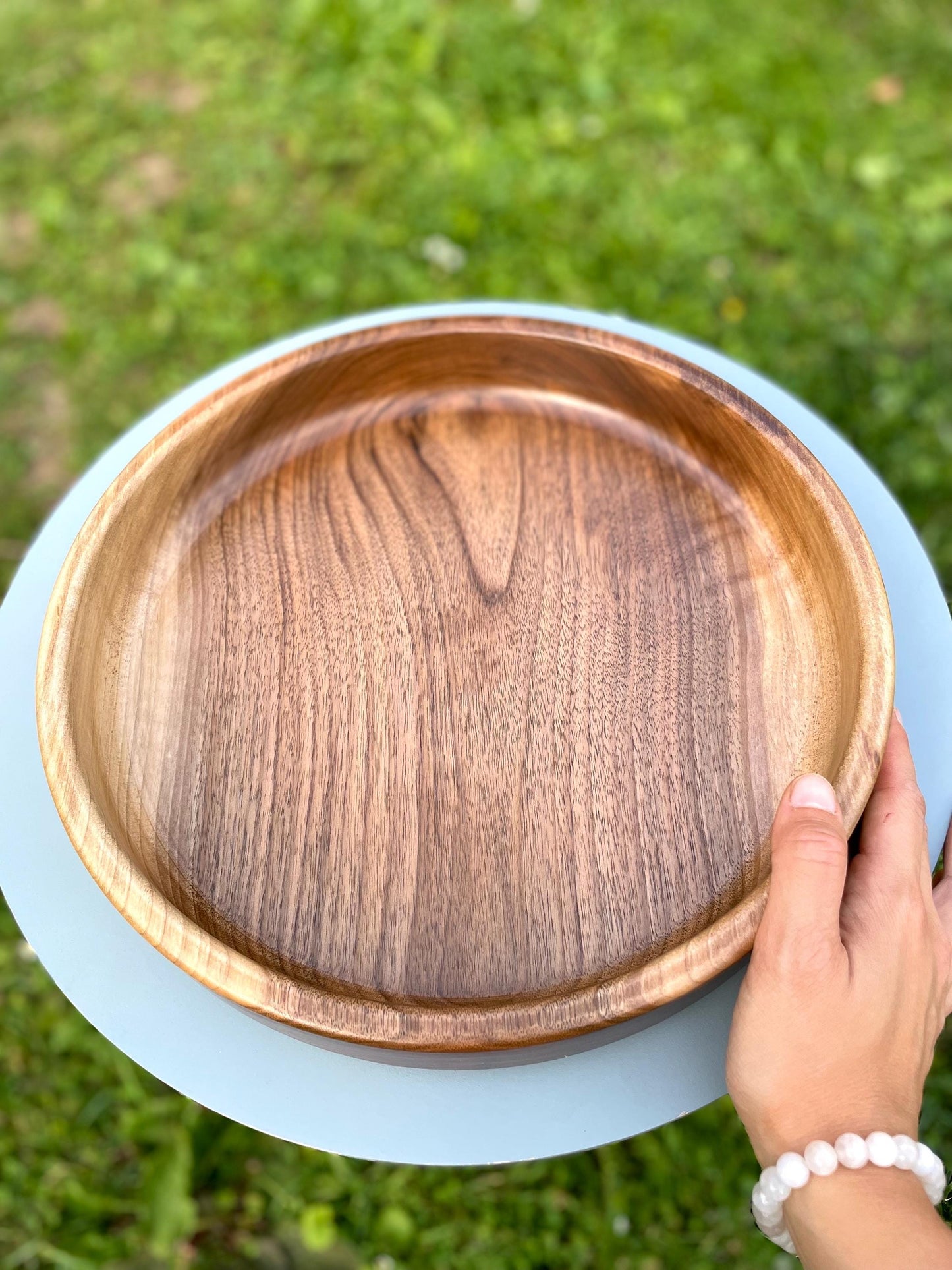 Handmade Walnut Wooden Bowl: Large Rustic Serving & Centerpiece
