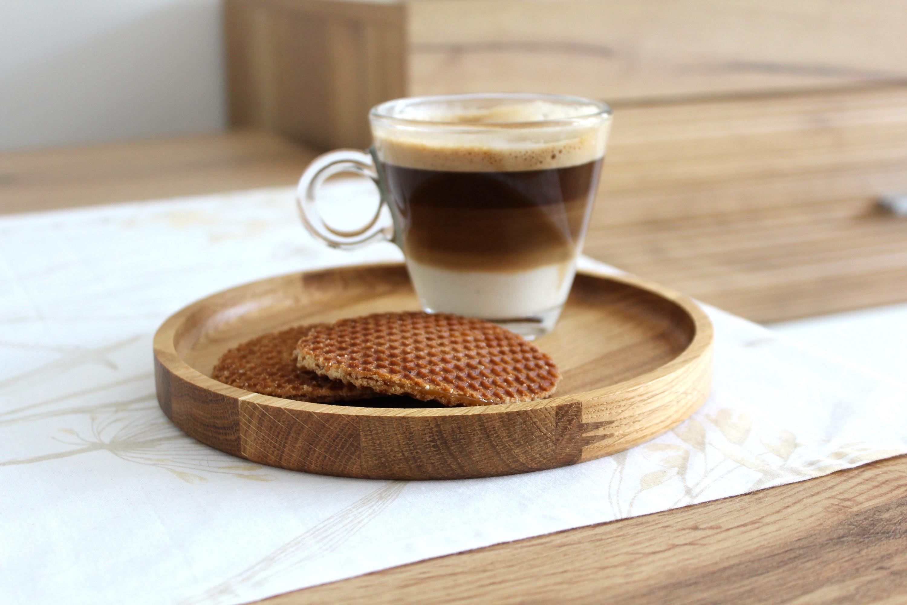 Round Wooden Tray | Solid Oak Serving Tray | Minimalist Rustic Home Decor