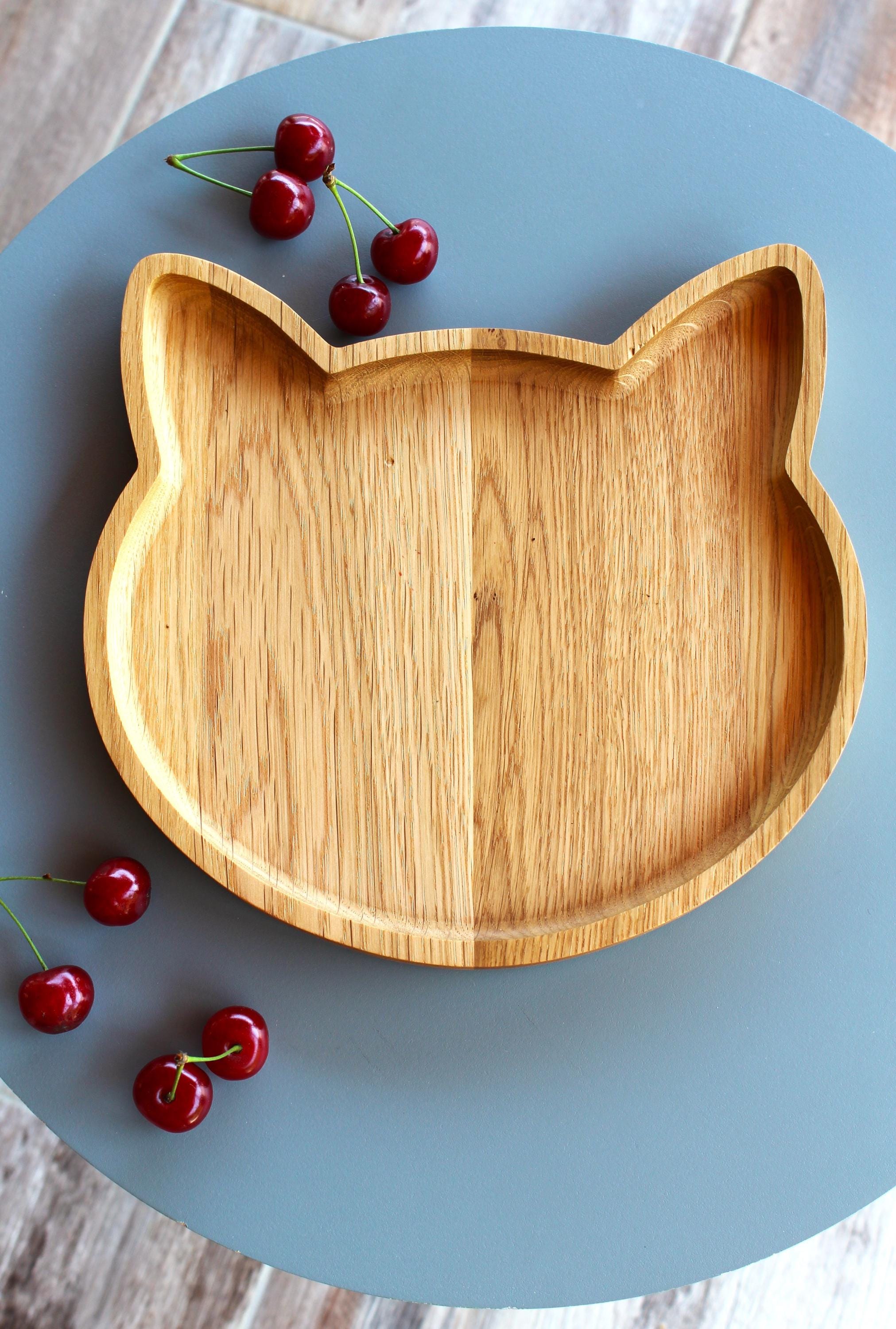 Oak Cat Tray: Minimalist Wood Catch-All Dish, Optional Engraving