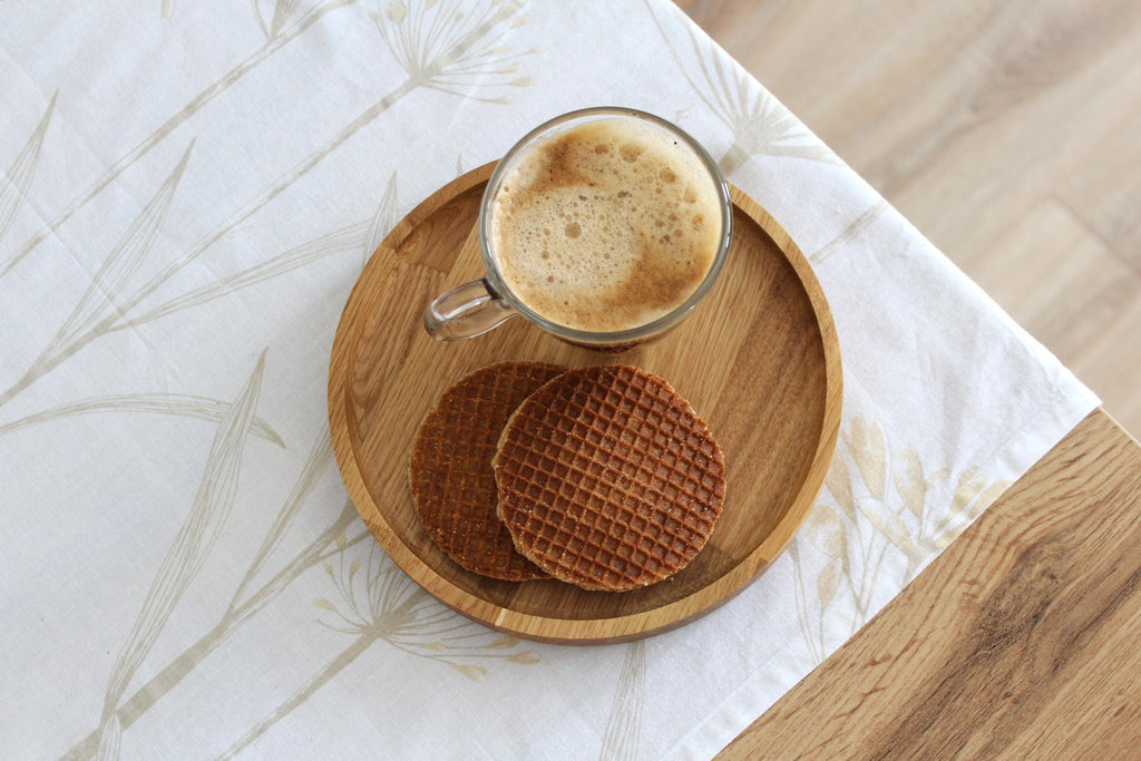 Round Wooden Tray | Solid Oak Serving Tray | Minimalist Rustic Home Decor