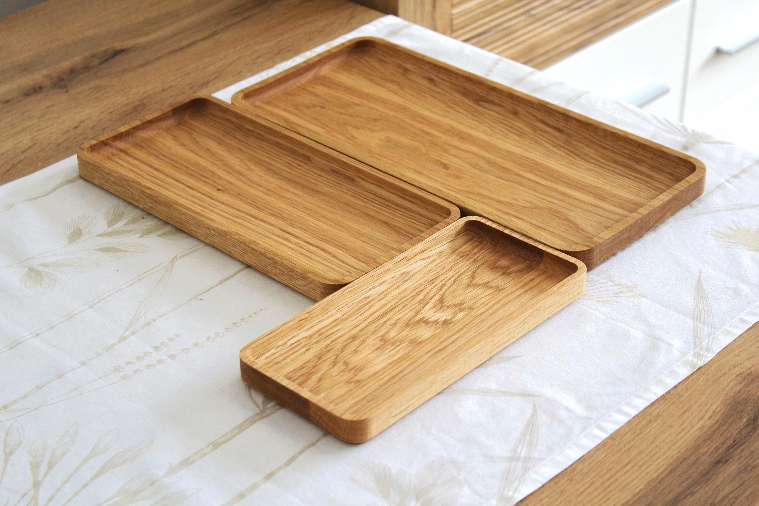 Minimalist Oak Wood Trays – Rectangular Snack & Serving Dishes – Modern Catch-All Trays – Single tray or Set of 3 Sizes