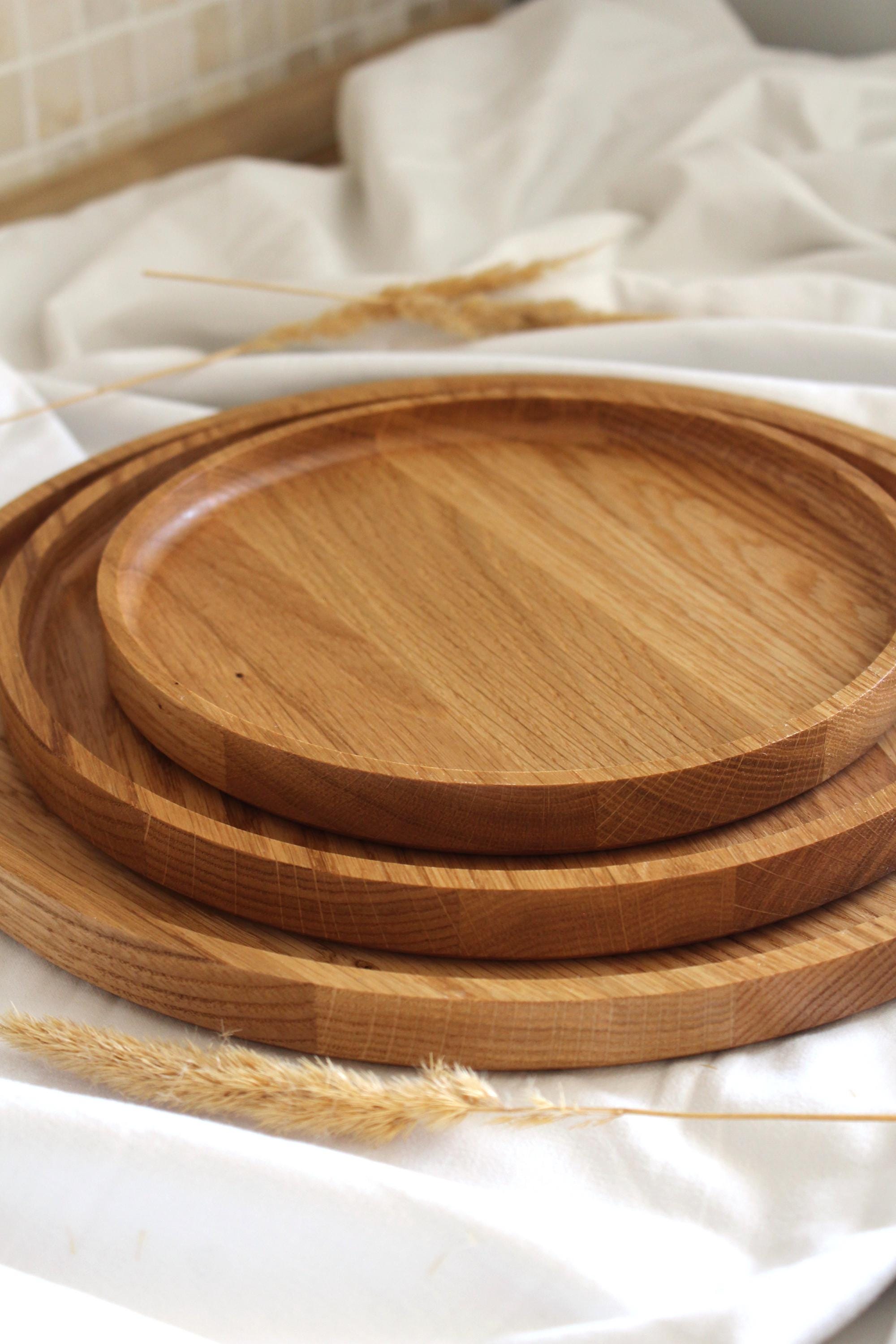 Round Oak Wooden Trays – Serving Boards in Three Sizes