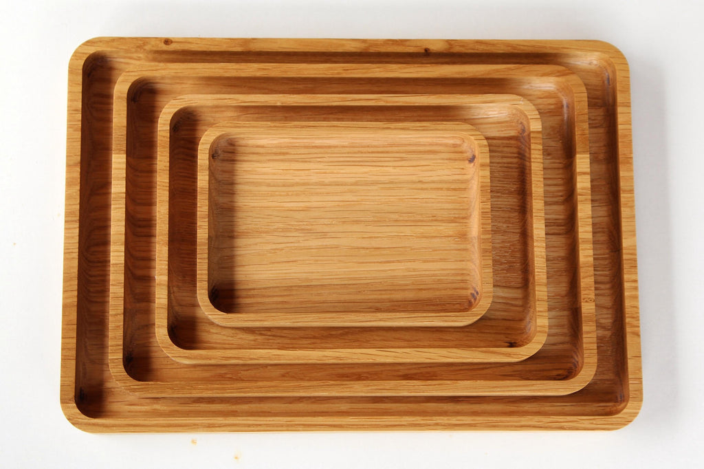 Rustic Oak Wooden Trays – Handmade Serving Platters, Natural Wood Kitchen & Home Decor