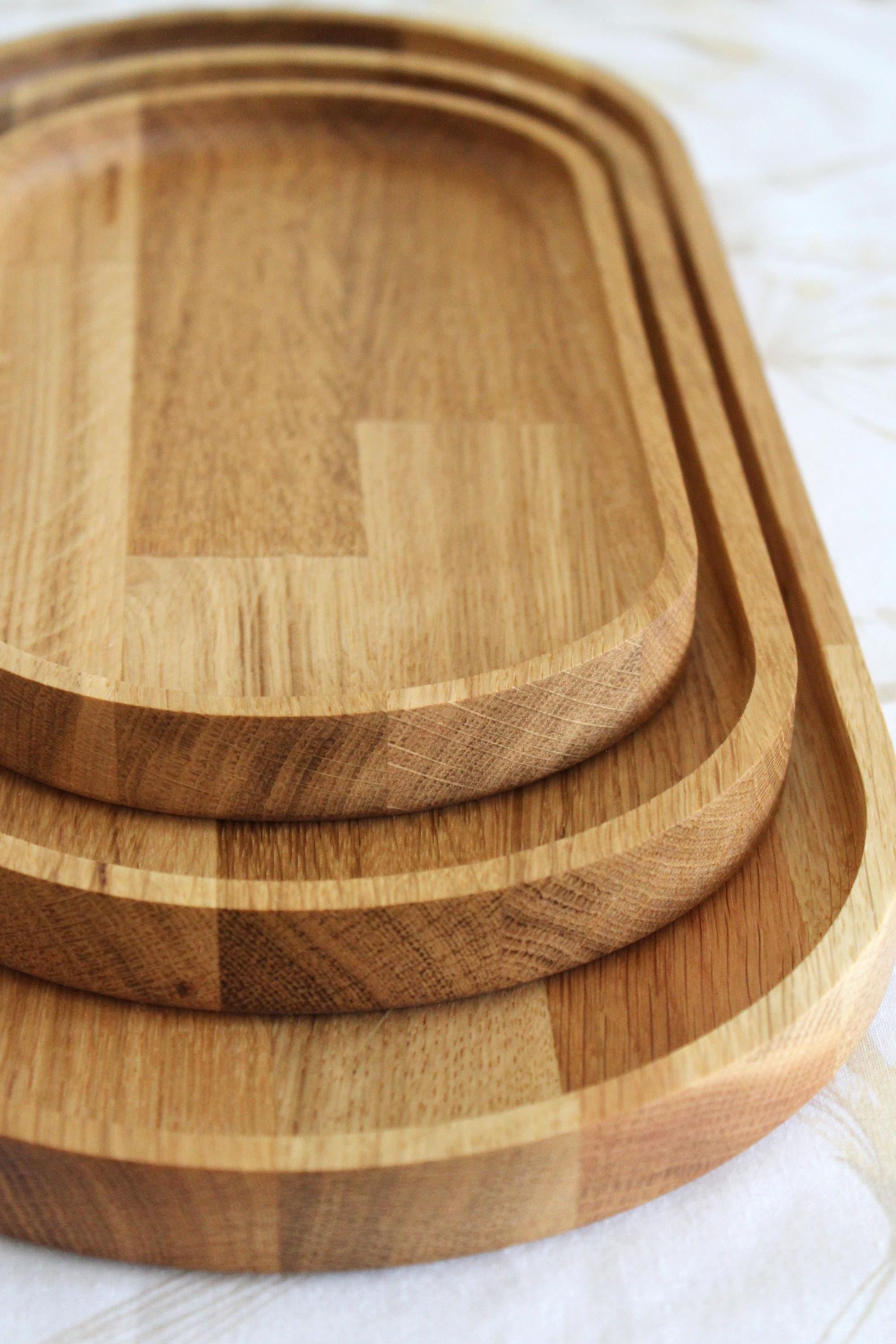 Oak Wooden Serving Tray: Natural Oval Platter
