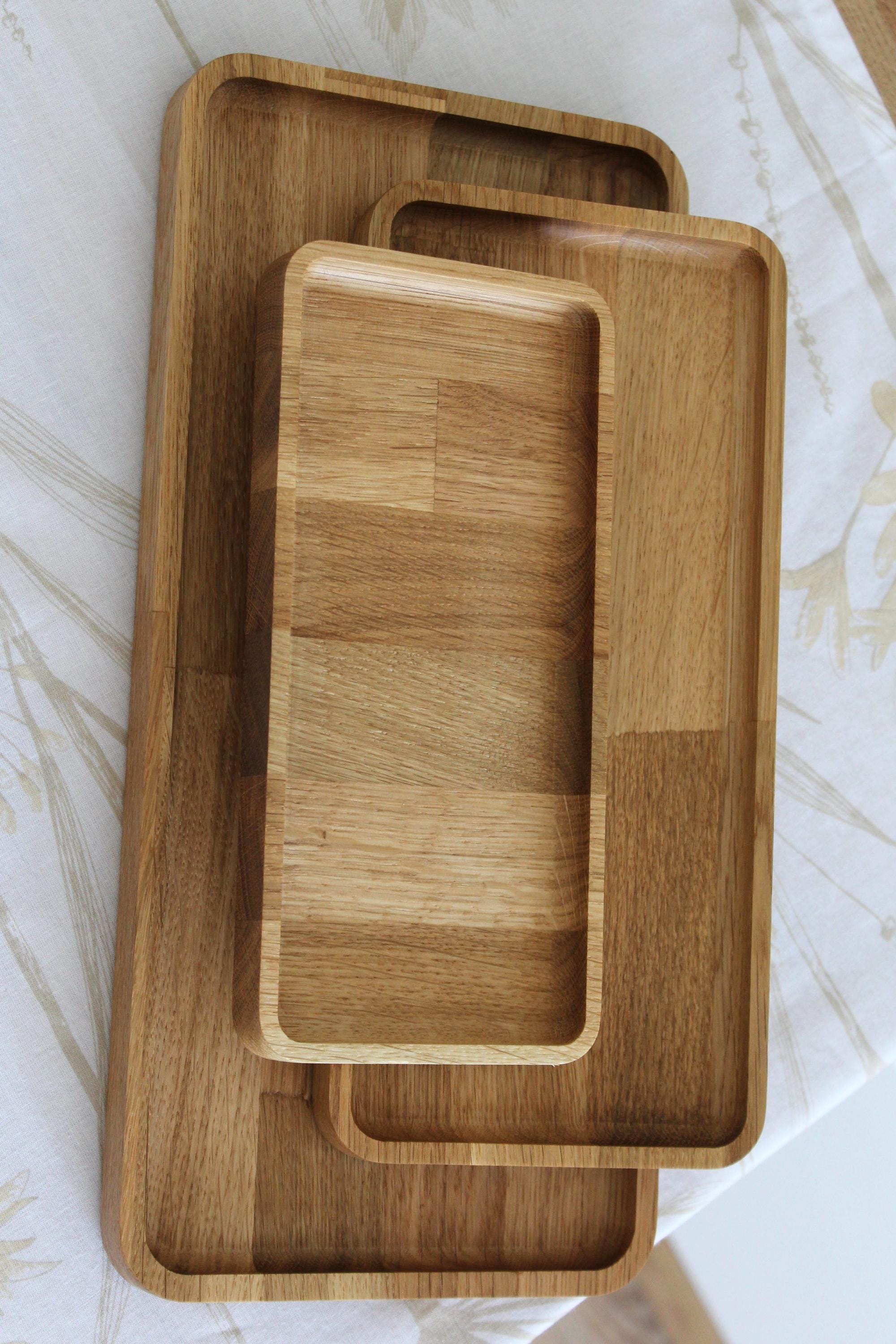 Wooden Trays –  Serving Boards – Natural Wood Serving Trays – Rectangular Wooden Platters in 3 Sizes