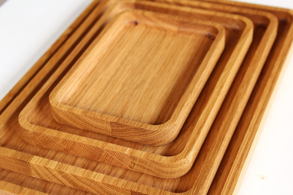 Rustic Oak Wooden Trays – Handmade Serving Platters, Natural Wood Kitchen & Home Decor