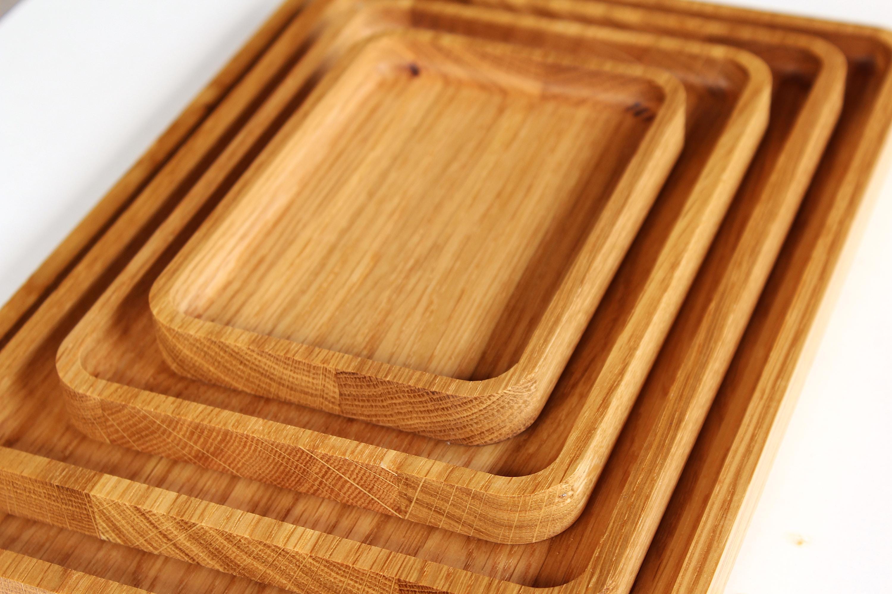 Rustic Oak Wooden Trays – Handmade Serving Platters, Natural Wood Kitchen & Home Decor