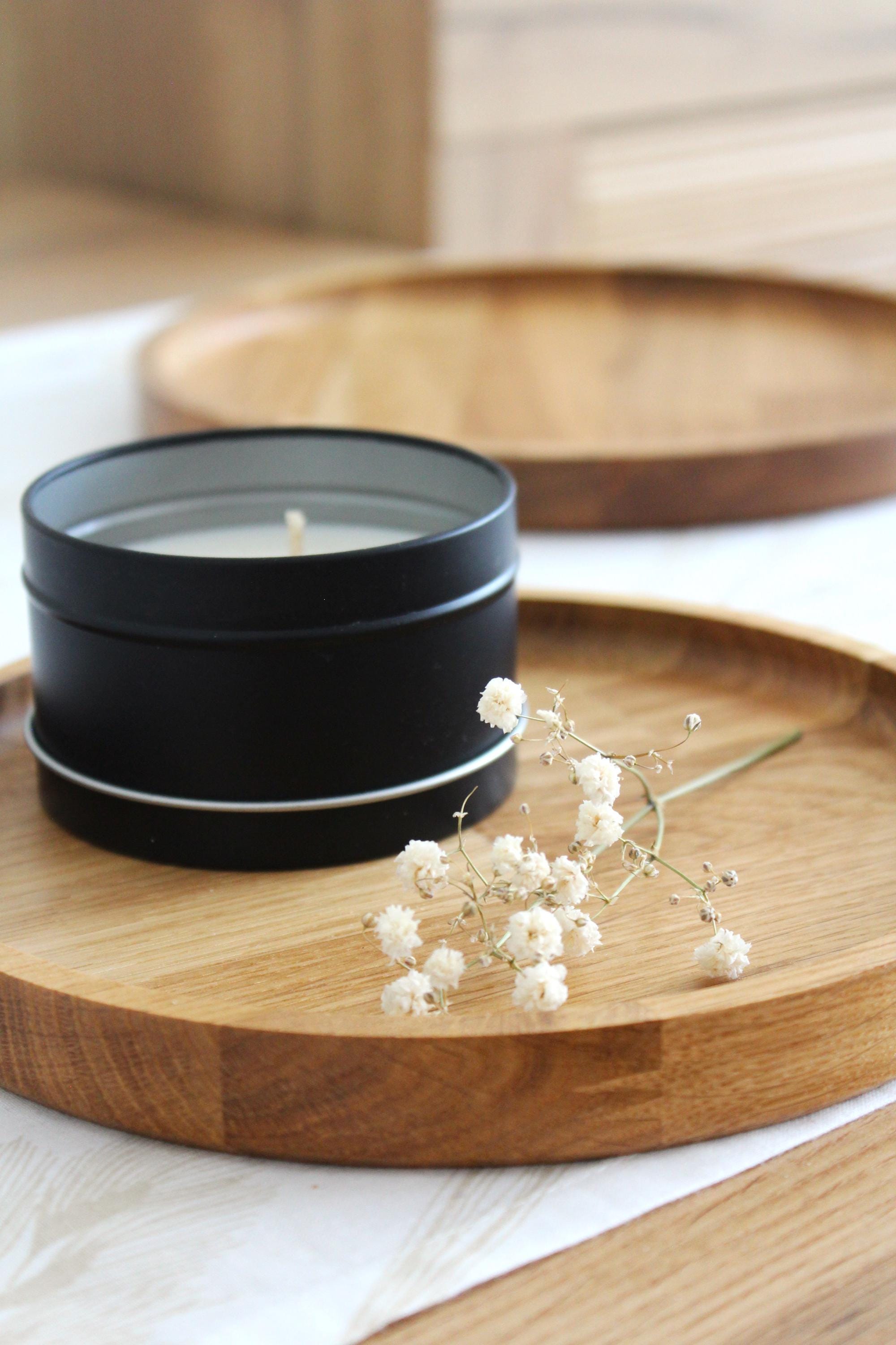 Round Wooden Tray | Solid Oak Serving Tray | Minimalist Rustic Home Decor