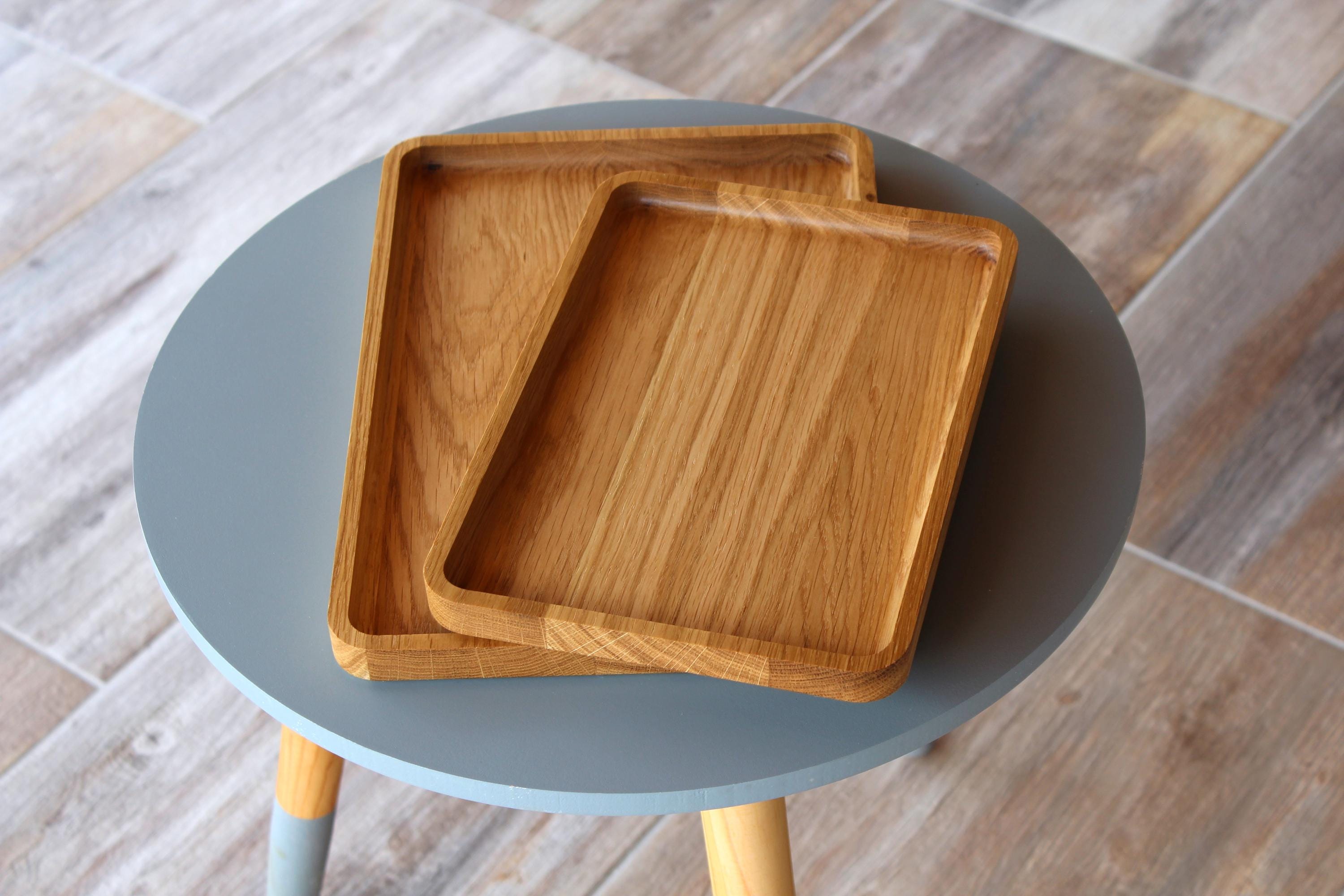 Rustic Oak Wooden Trays – Handmade Serving Platters, Natural Wood Kitchen & Home Decor