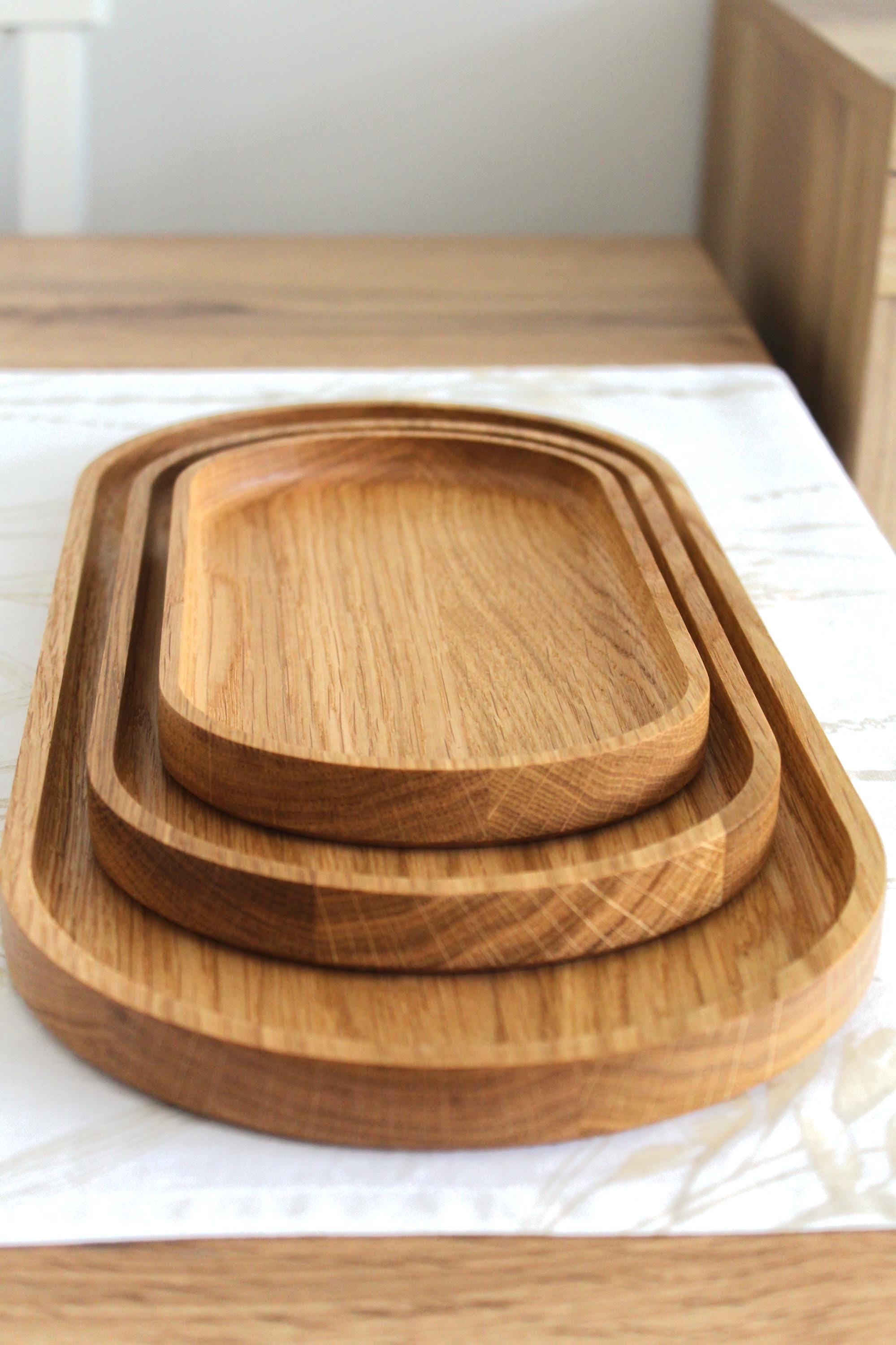Handmade Oak Wood Trays – Minimalist Decorative Serving Platters (Available in 3 sizes)