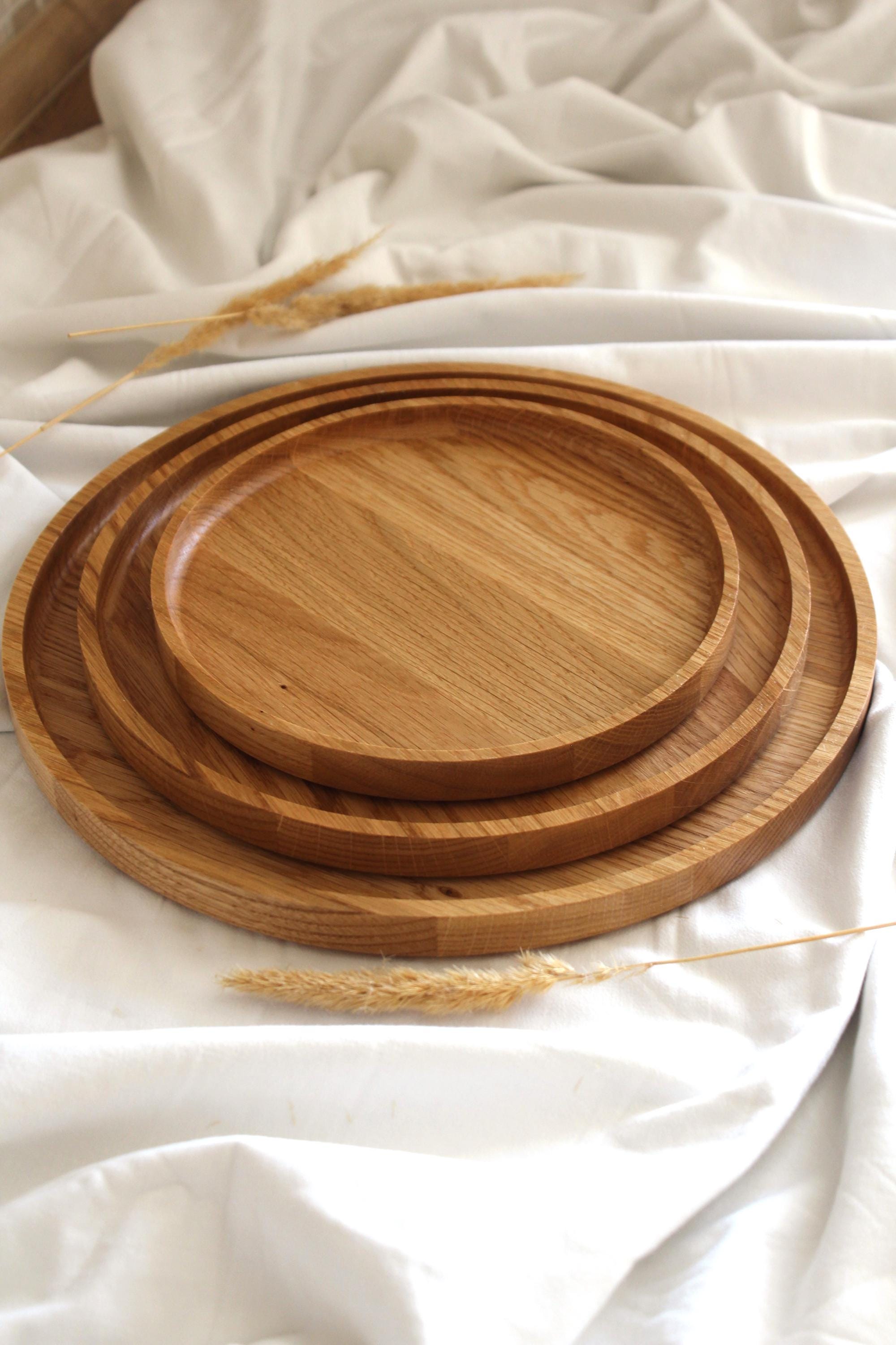 Round Oak Wooden Trays – Serving Boards in Three Sizes