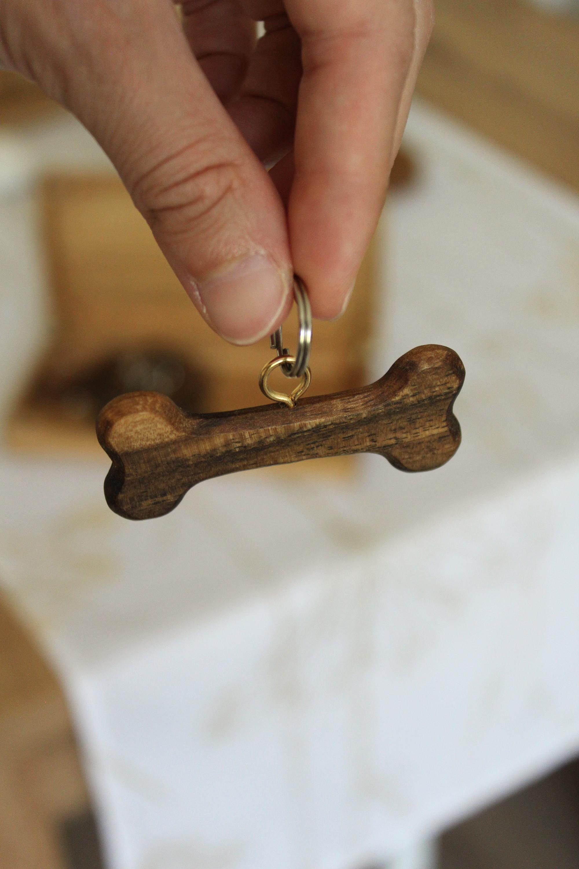 Personalized Wooden Dog Tag – Custom Walnut Bone with Pet Name