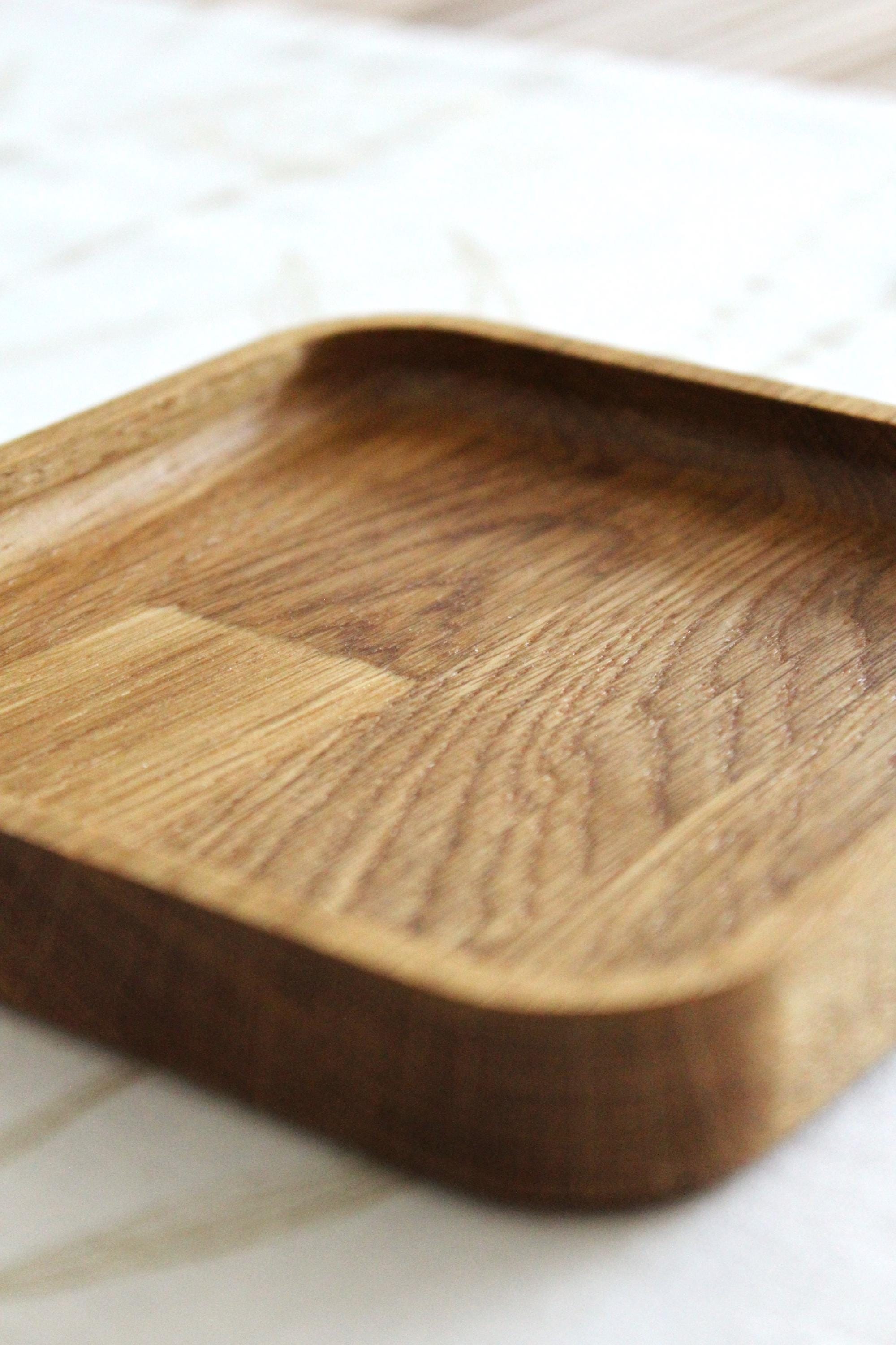 Solid Oak Square Tray – Minimalist Wooden Catchall Dish in 3 Sizes