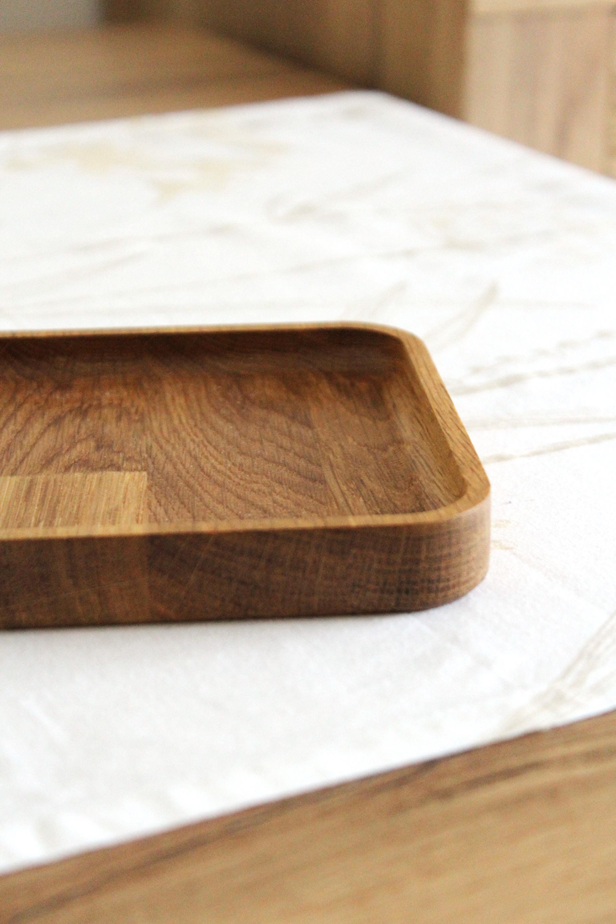 Solid Oak Square Tray – Minimalist Wooden Catchall Dish in 3 Sizes