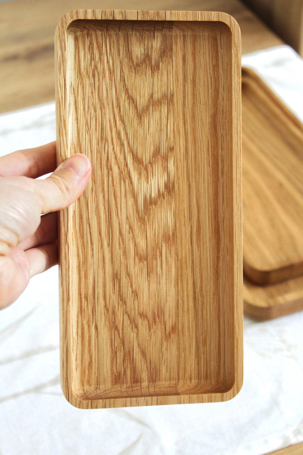 Minimalist Oak Wood Trays – Rectangular Snack & Serving Dishes – Modern Catch-All Trays – Single tray or Set of 3 Sizes