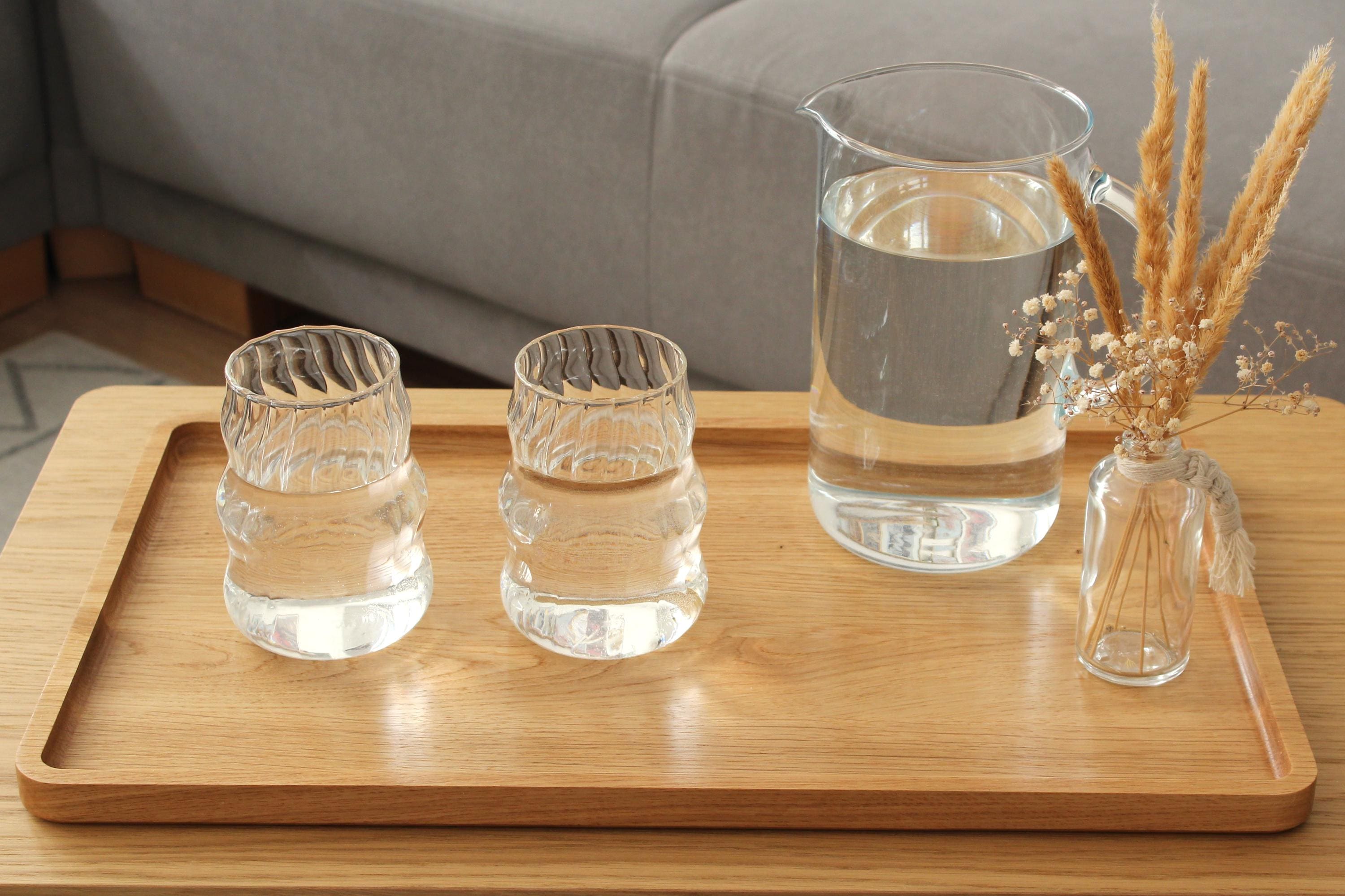 Natural Wooden Serving Tray – Rectangular Oak Tray for Drinks, Snacks & Home Decor