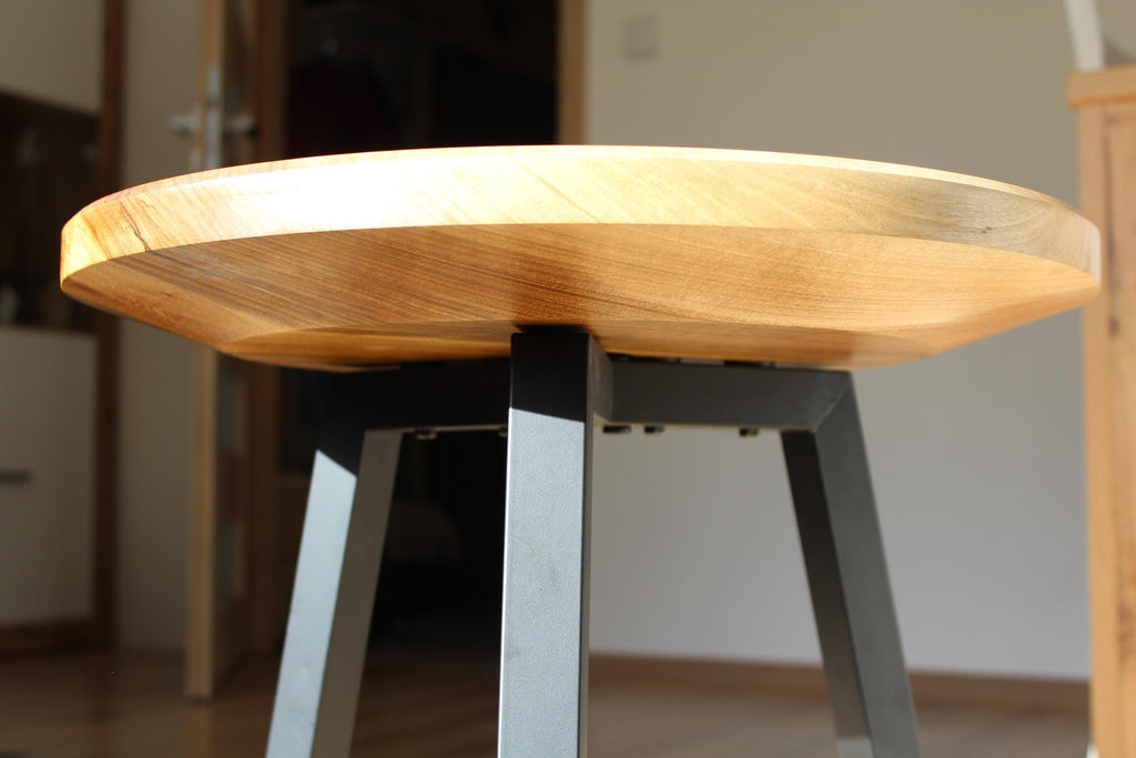 Handmade Round Walnut Coffee Table 46.5 cm (18.3 in) | Modern Wooden and Metal Side Table | Natural Walnut Living Room Table