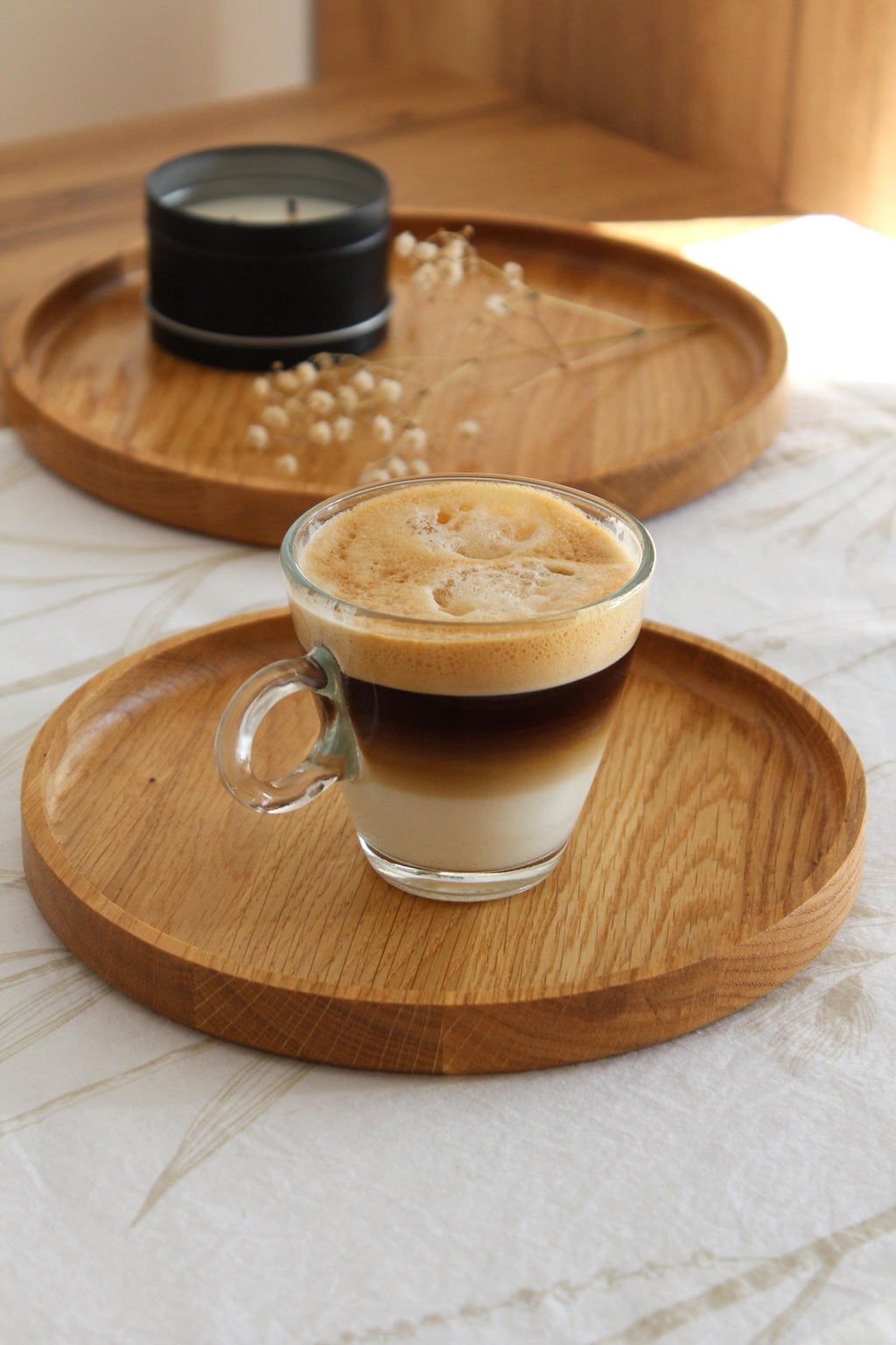 Round Wooden Tray | Solid Oak Serving Tray | Minimalist Rustic Home Decor