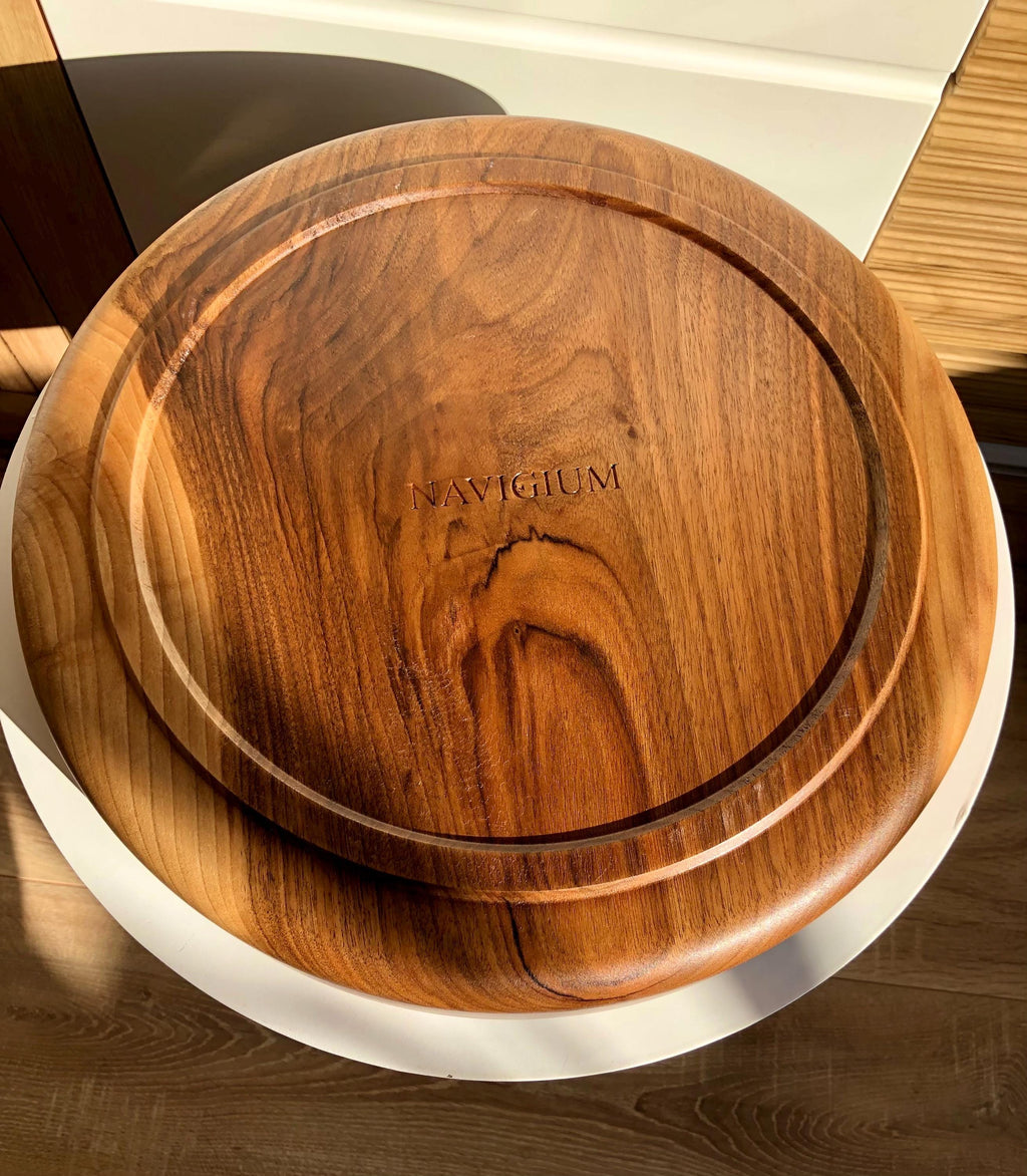 Handcrafted Walnut Bowl – 35 cm | Solid Walnut Wood Serving Bowl, Rustic Home Decor, Wooden Fruit Bowl