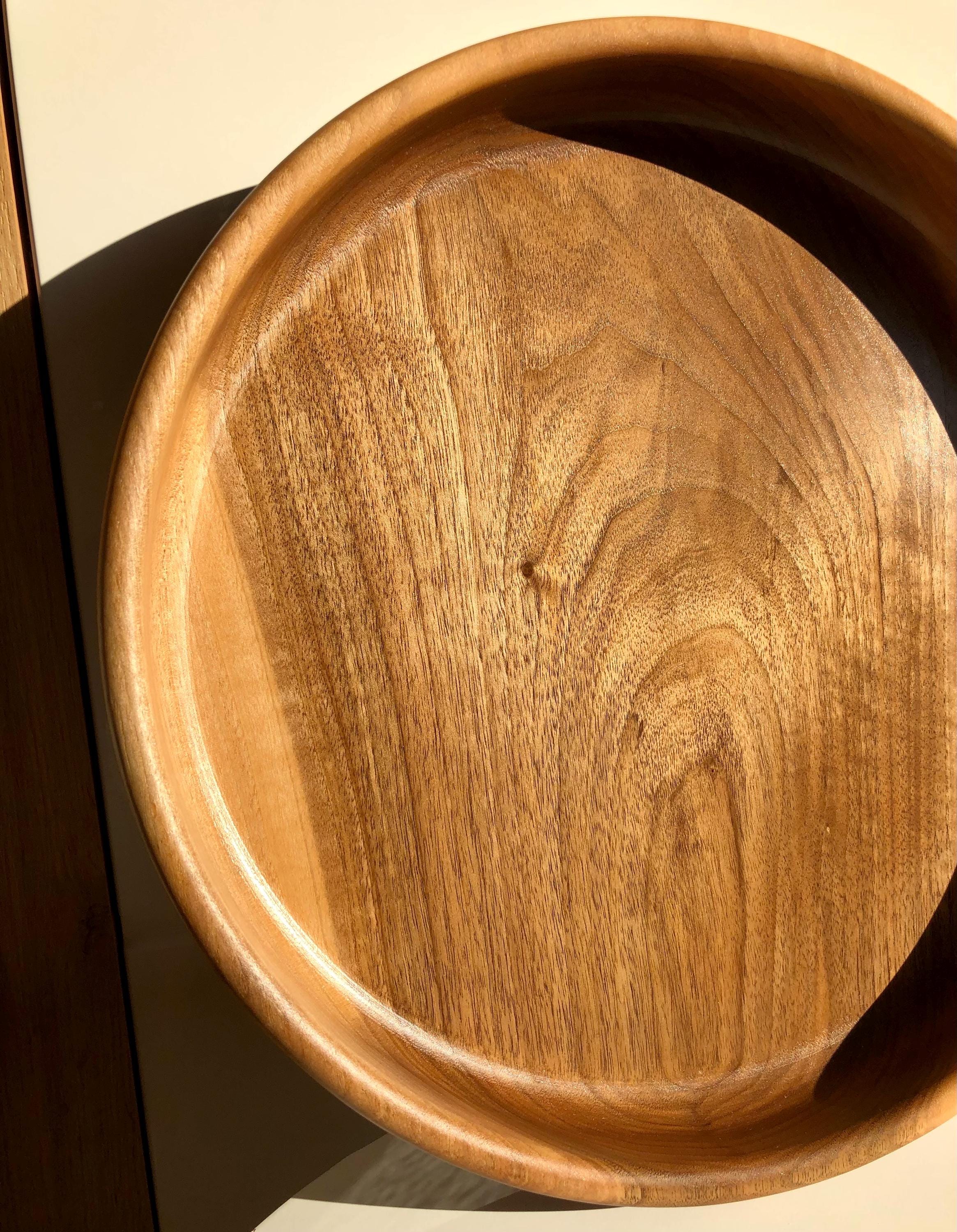 Handcrafted Walnut Bowl – 35 cm | Solid Walnut Wood Serving Bowl, Rustic Home Decor, Wooden Fruit Bowl