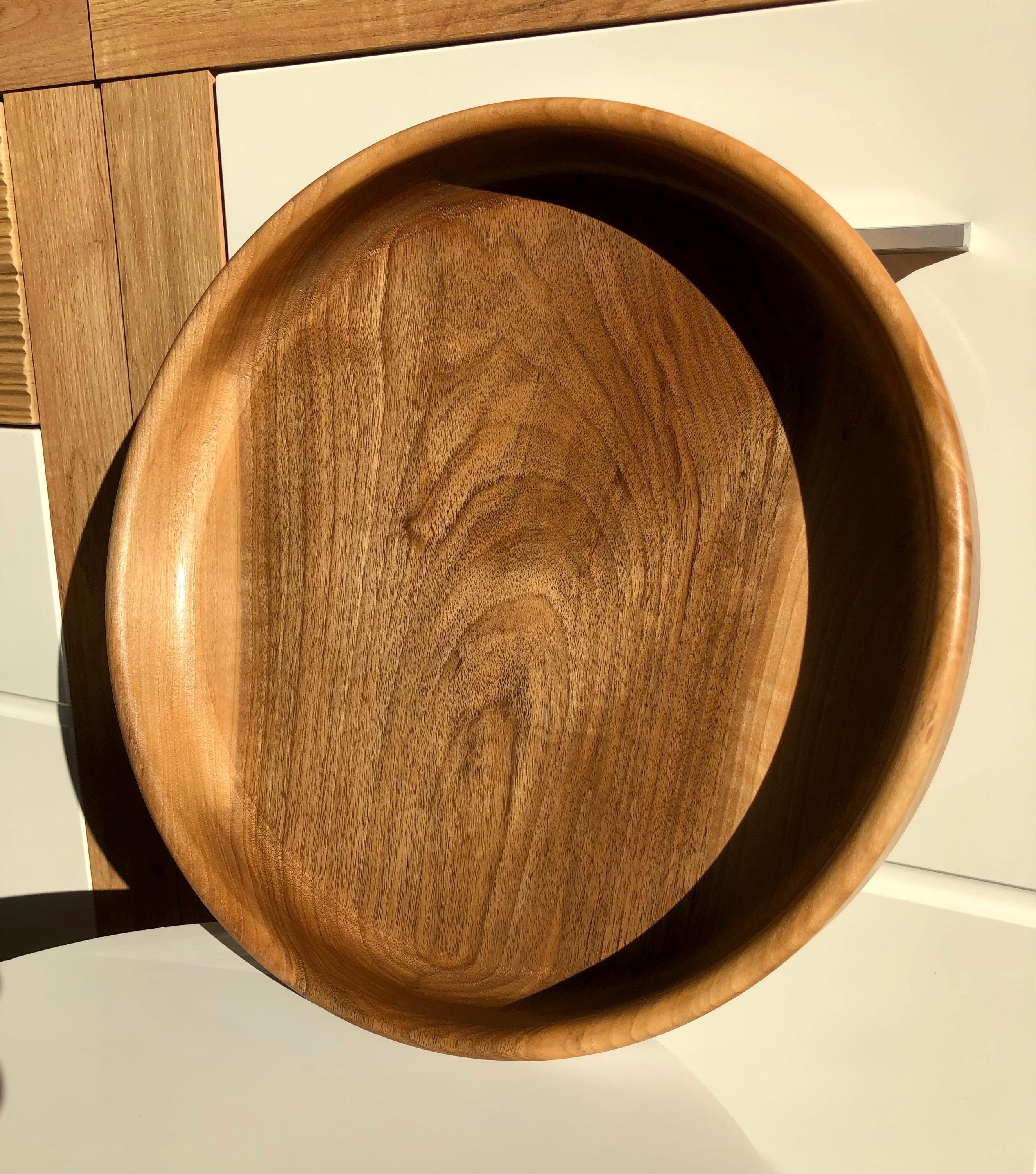 Handcrafted Walnut Bowl – 35 cm | Solid Walnut Wood Serving Bowl, Rustic Home Decor, Wooden Fruit Bowl