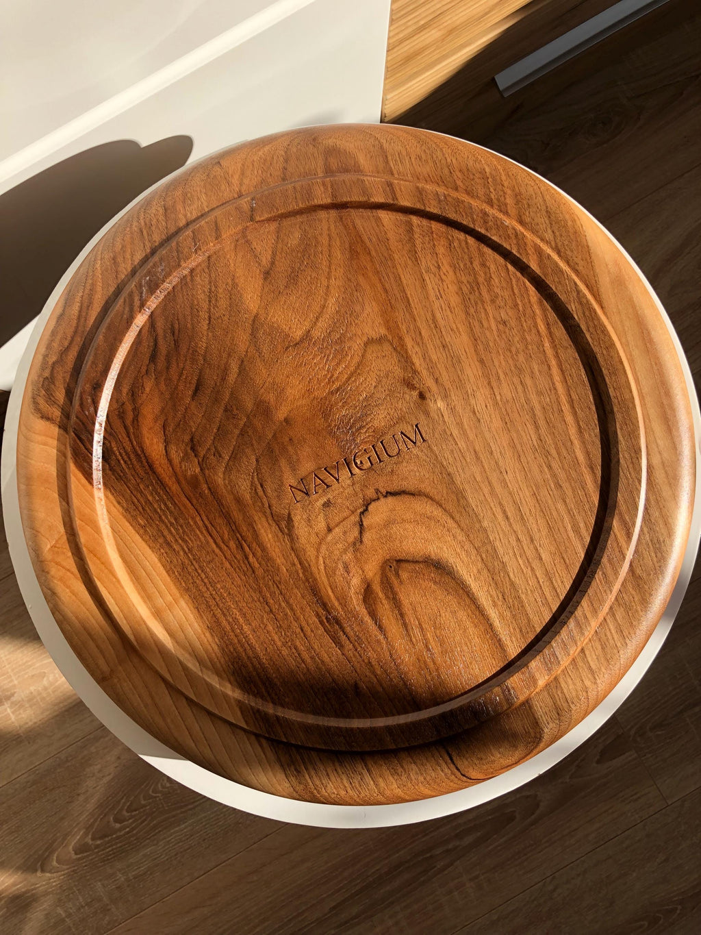 Handcrafted Walnut Bowl – 35 cm | Solid Walnut Wood Serving Bowl, Rustic Home Decor, Wooden Fruit Bowl